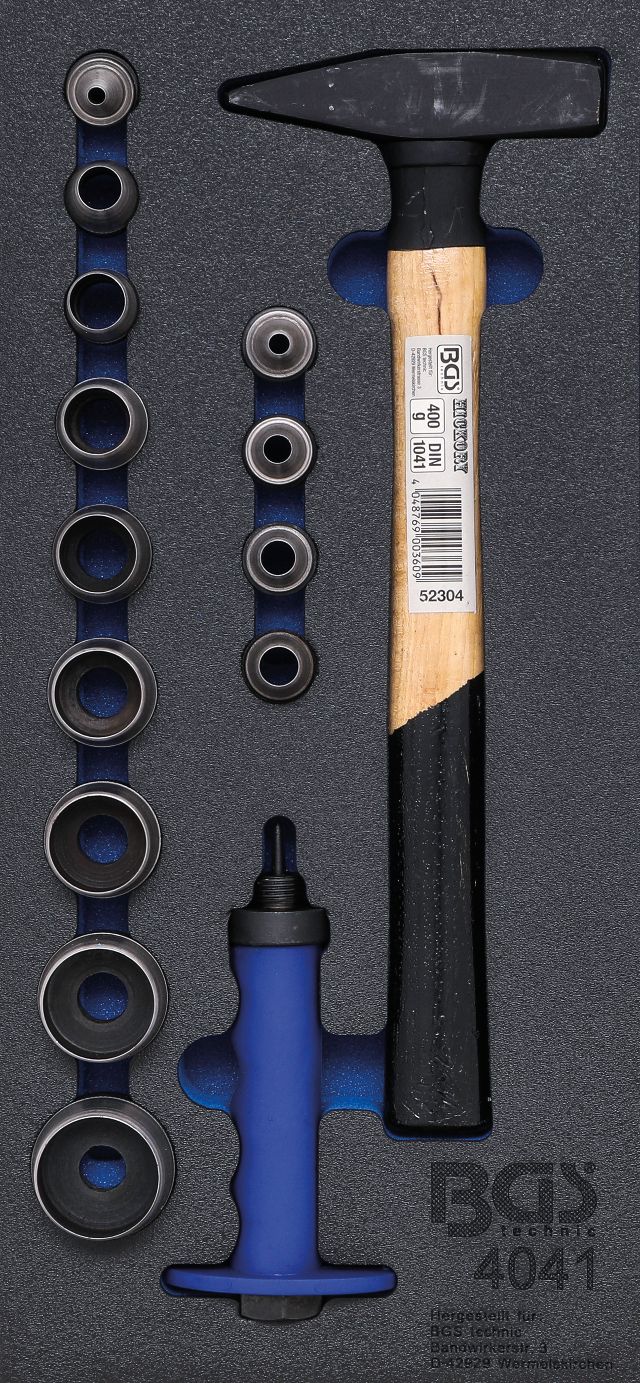 BGS 4041 Werkstattwageneinlage 1/3: Locheisen-Satz, Hammer | 15-tlg.