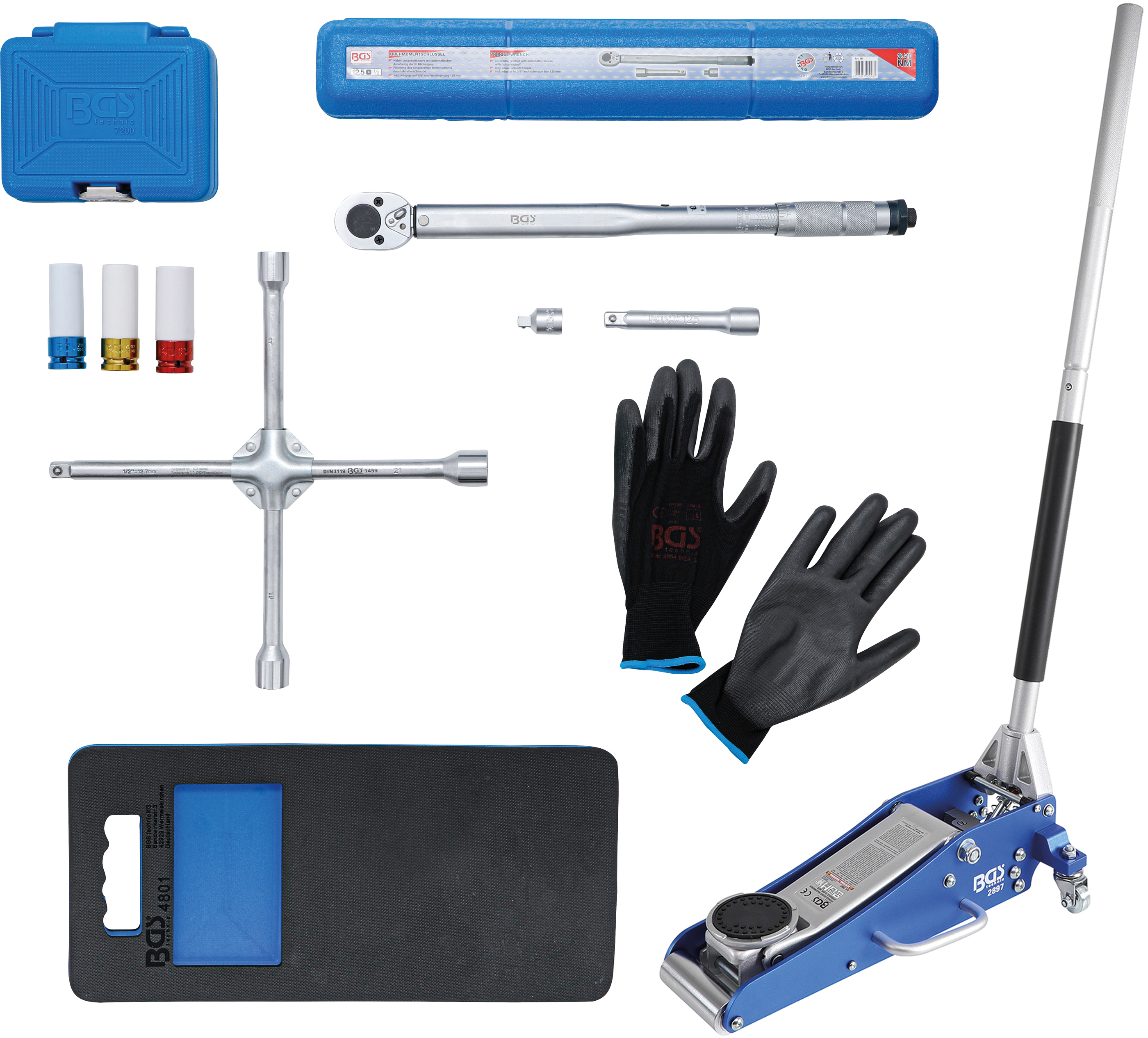 BGS 9680 Radwechsel-Service-Satz mit Rangier-Wagenheber 1,5 t | 10-tlg.