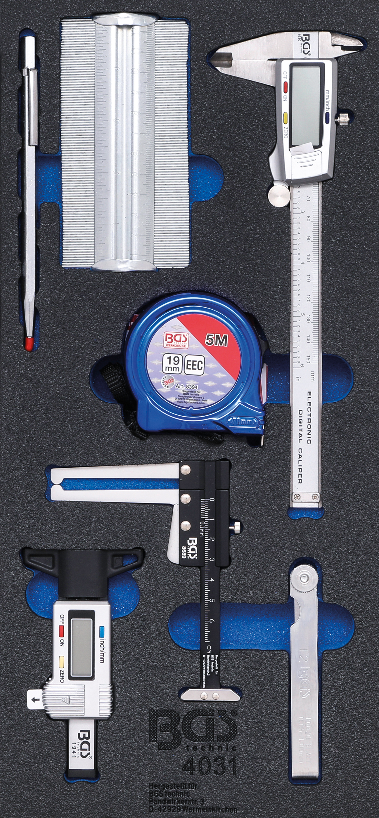 BGS 4031 Werkstattwageneinlage 1/3: Messwerkzeug-Satz | 7-tlg.