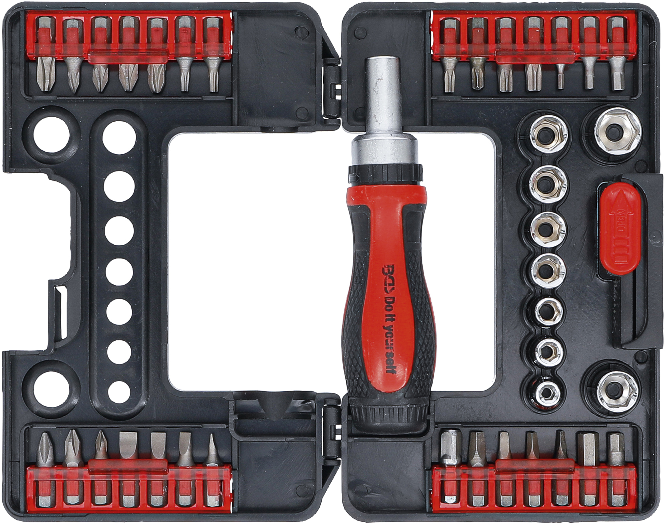 BGS 20138 Bit-/Steckschlüssel-Einsatz-Satz | mit Ratschen-Drehgriff für Bits, umschaltbar | 38-tlg.
