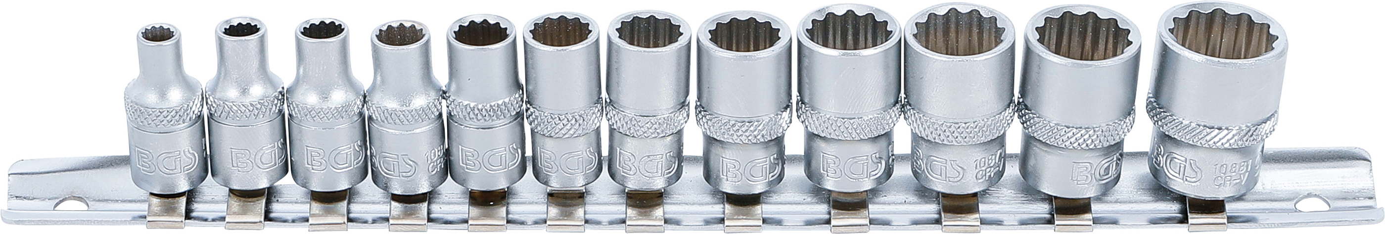 BGS 2755 Steckschlüssel-Einsatz-Satz Zwölfkant | Antrieb Innenvierkant 6,3 mm (1/4") | Zollgrößen | 12-tlg.