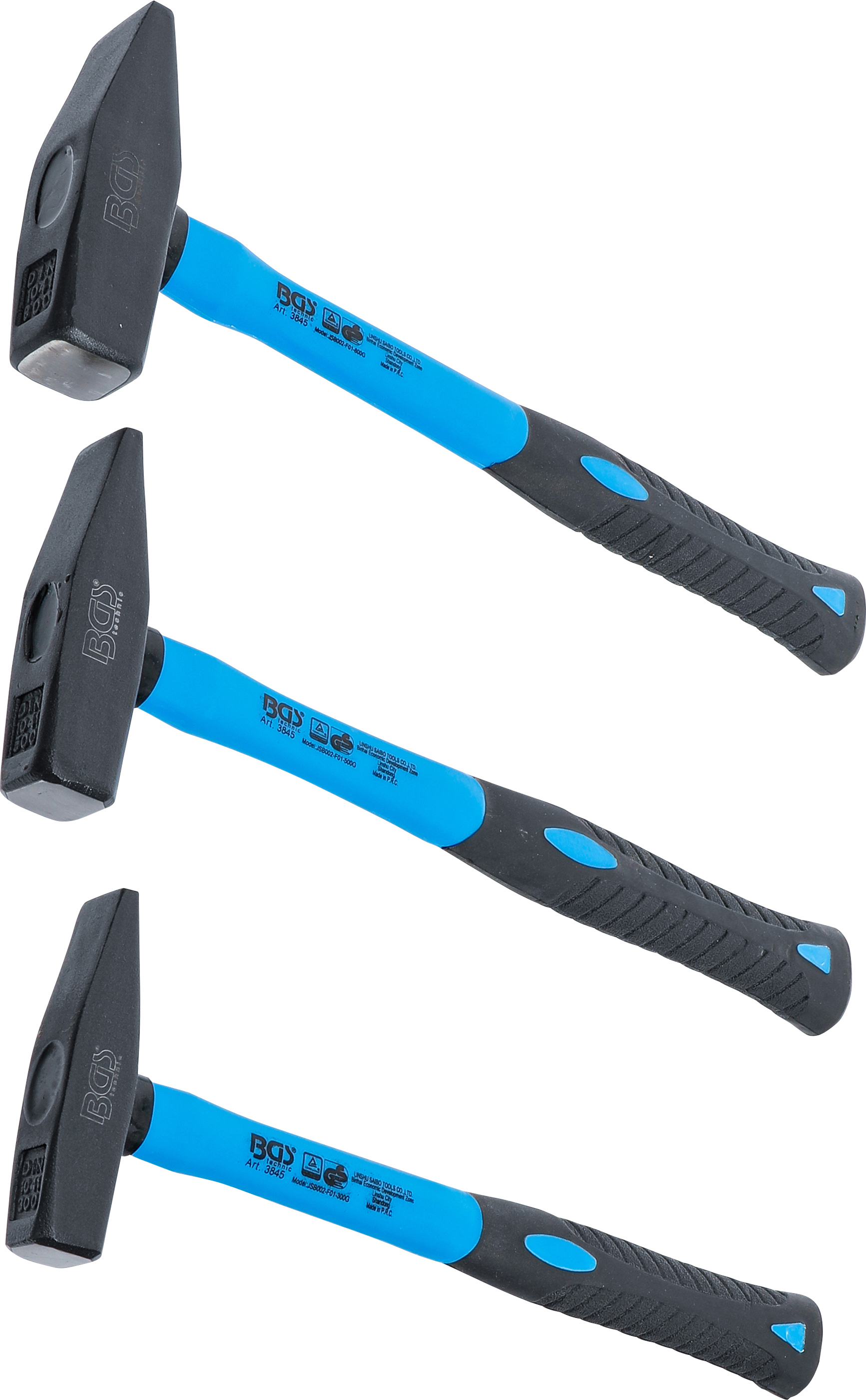 BGS 3845 Schlosserhammer-Satz | Fiberglasstiel | DIN 1041 | 300 / 500 / 800 g | 3-tlg.