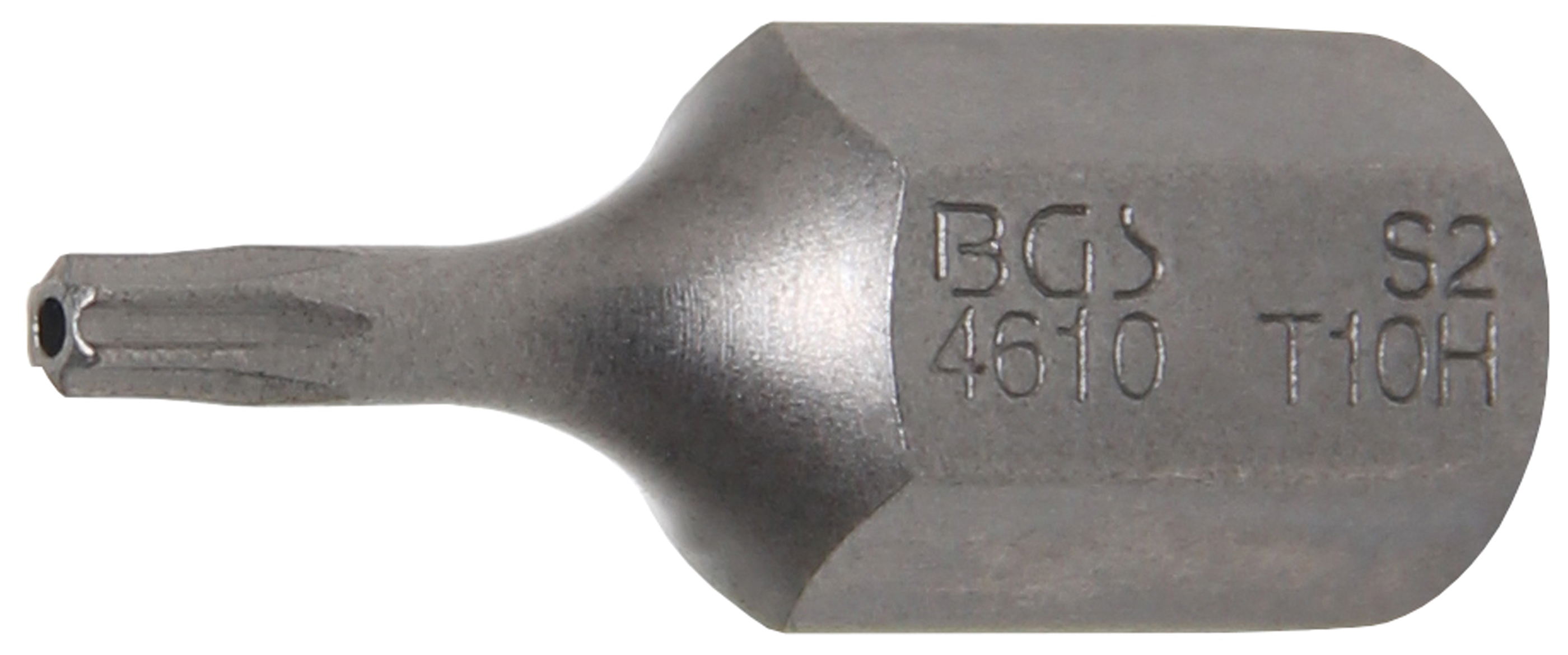 BGS 4610 Bit | Länge 30 mm | Antrieb Außensechskant 10 mm (3/8") | T-Profil (für Torx) mit Bohrung T10