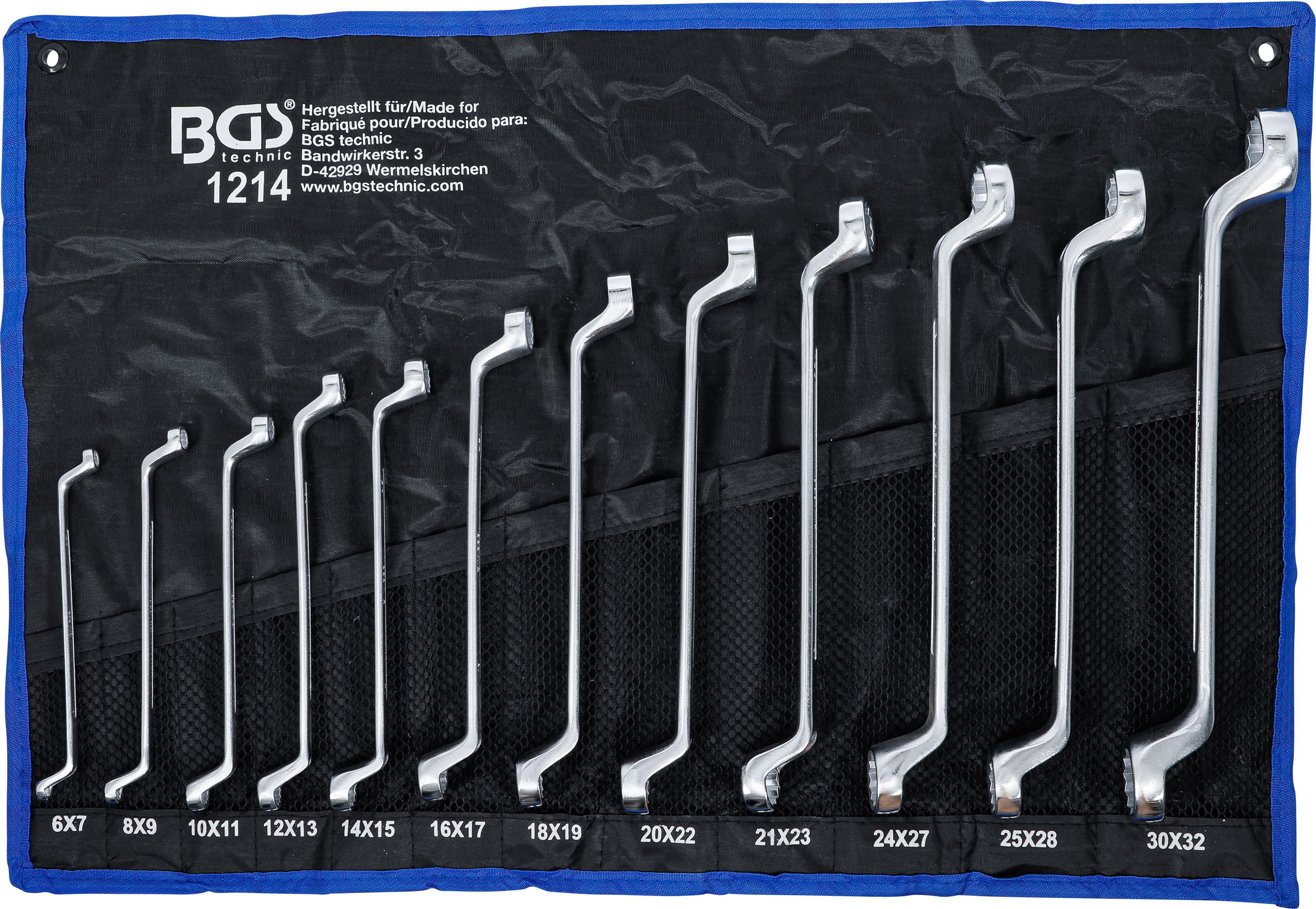 BGS 1214 Doppel-Ringschlüssel-Satz | gekröpft | SW 6 x 7 - 30 x 32 mm | 12-tlg. BGS 1214 Doppel-Ringschlüssel-Satz | gekröpft | SW 6 x 7 - 30 x 32 mm | 12-tlg.