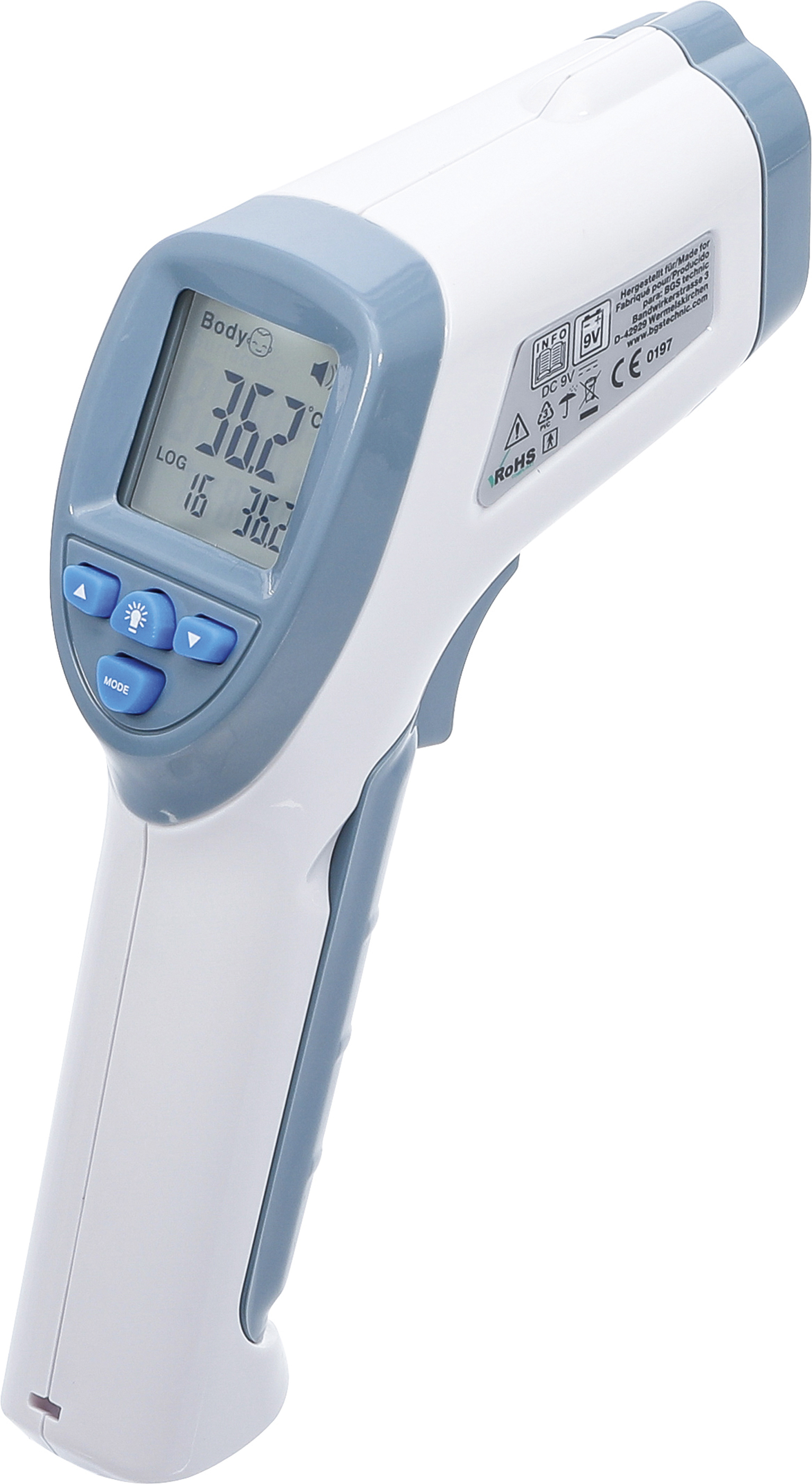BGS 6007 Stirn-Fieber-Thermometer | kontaktlos, Infrarot | für Personen + Objekt-Messung | 0 - 100°