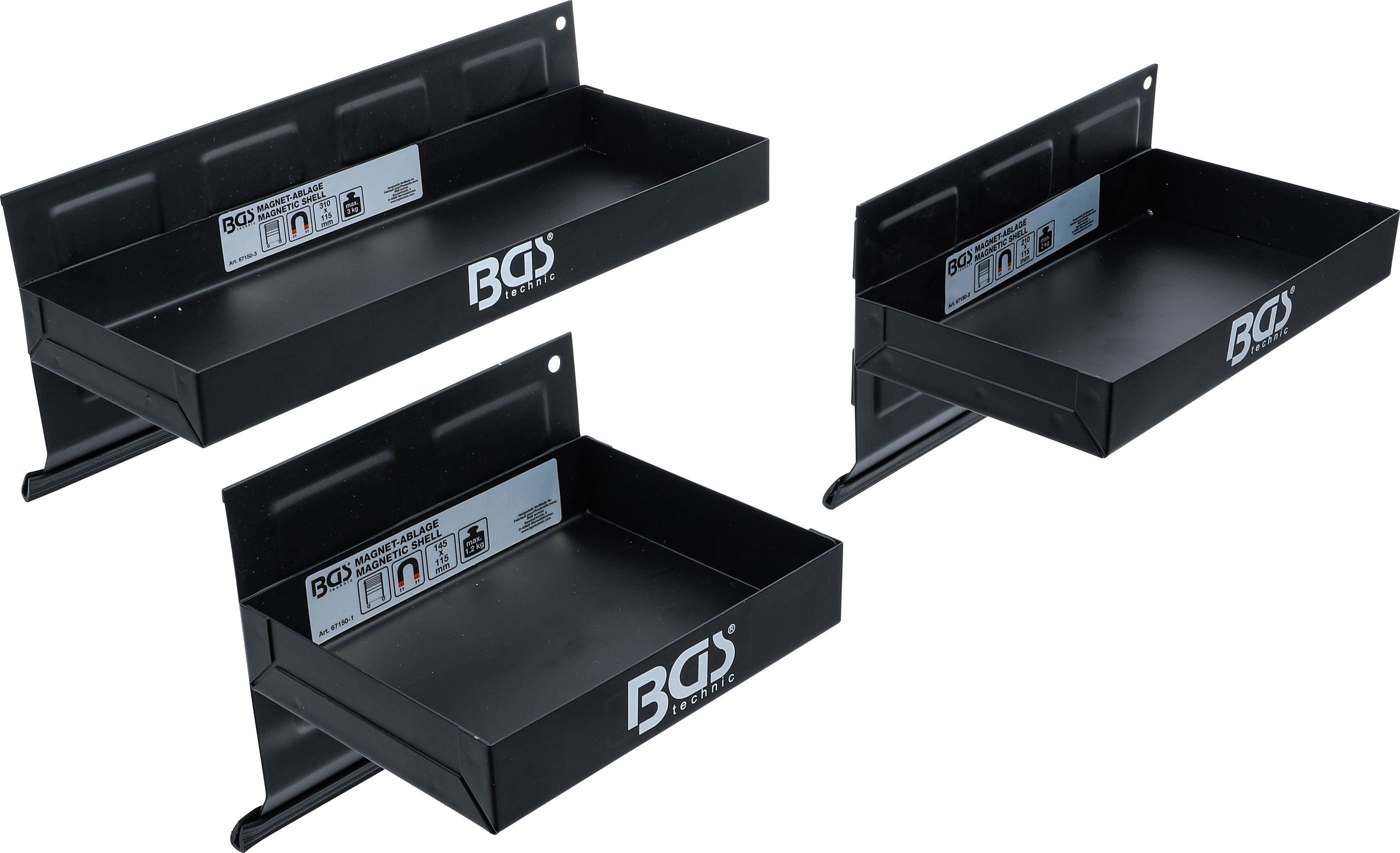 BGS 67150 Magnet-Ablagen-Satz | 150 / 210 / 310 mm | 3-tlg.
