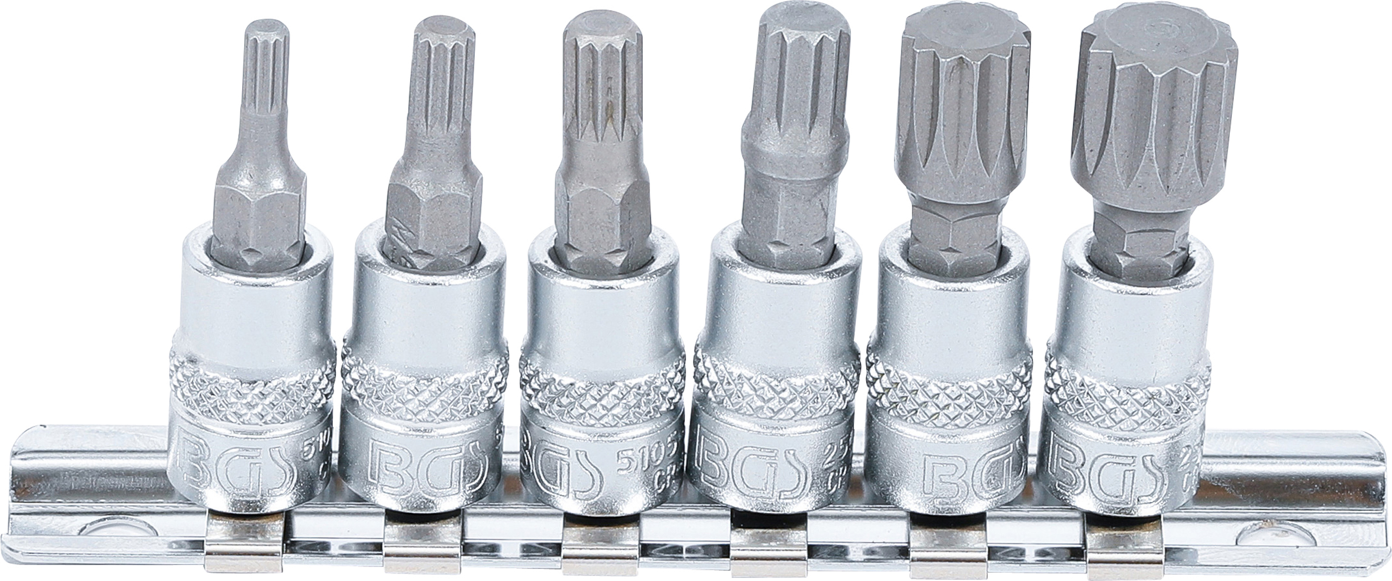 BGS 2162 Bit-Einsatz-Satz | Antrieb Innenvierkant 6,3 mm (1/4") | Innenvielzahn (für XZN) M4 - M12 | 6-tlg.