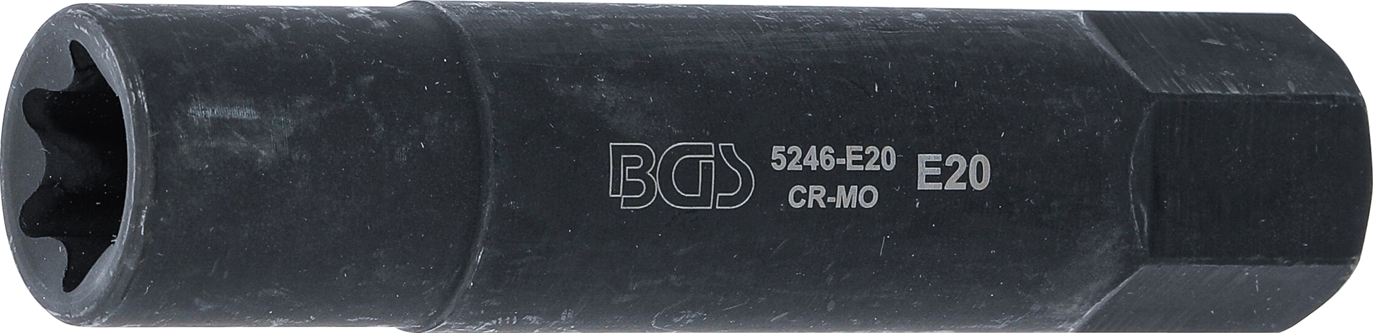BGS 5246-E20 Steckschlüssel-Einsatz E-Profil, extra lang | Antrieb Außensechskant 22 mm | SW E20 BGS 5246-E20 Steckschlüssel-Einsatz E-Profil, extra lang | Antrieb Außensechskant 22 mm | SW E20