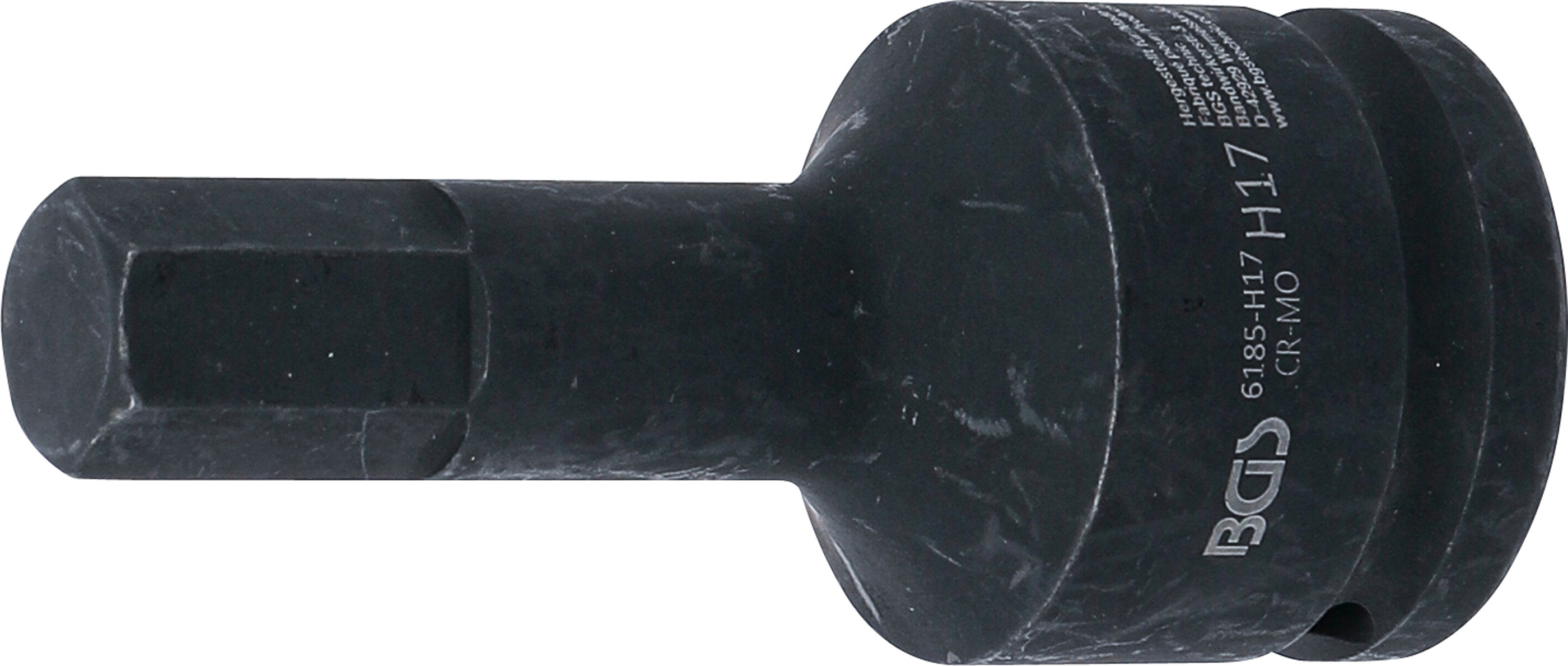 BGS 6185-H17 Kraft-Bit-Einsatz | Länge 100 mm | Antrieb Innenvierkant 20 mm (3/4") | Innensechskant 17 mm