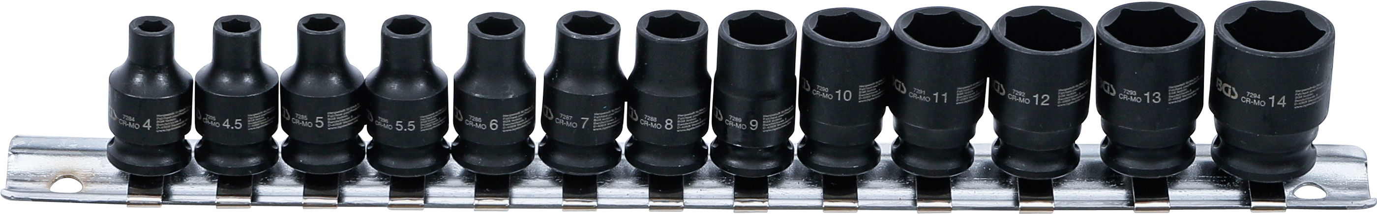 BGS 5296 Kraft-Steckschlüssel-Einsatz-Satz Sechskant | Antrieb Innenvierkant 6,3 mm (1/4") | SW 4 - 14 mm | 13-tlg.