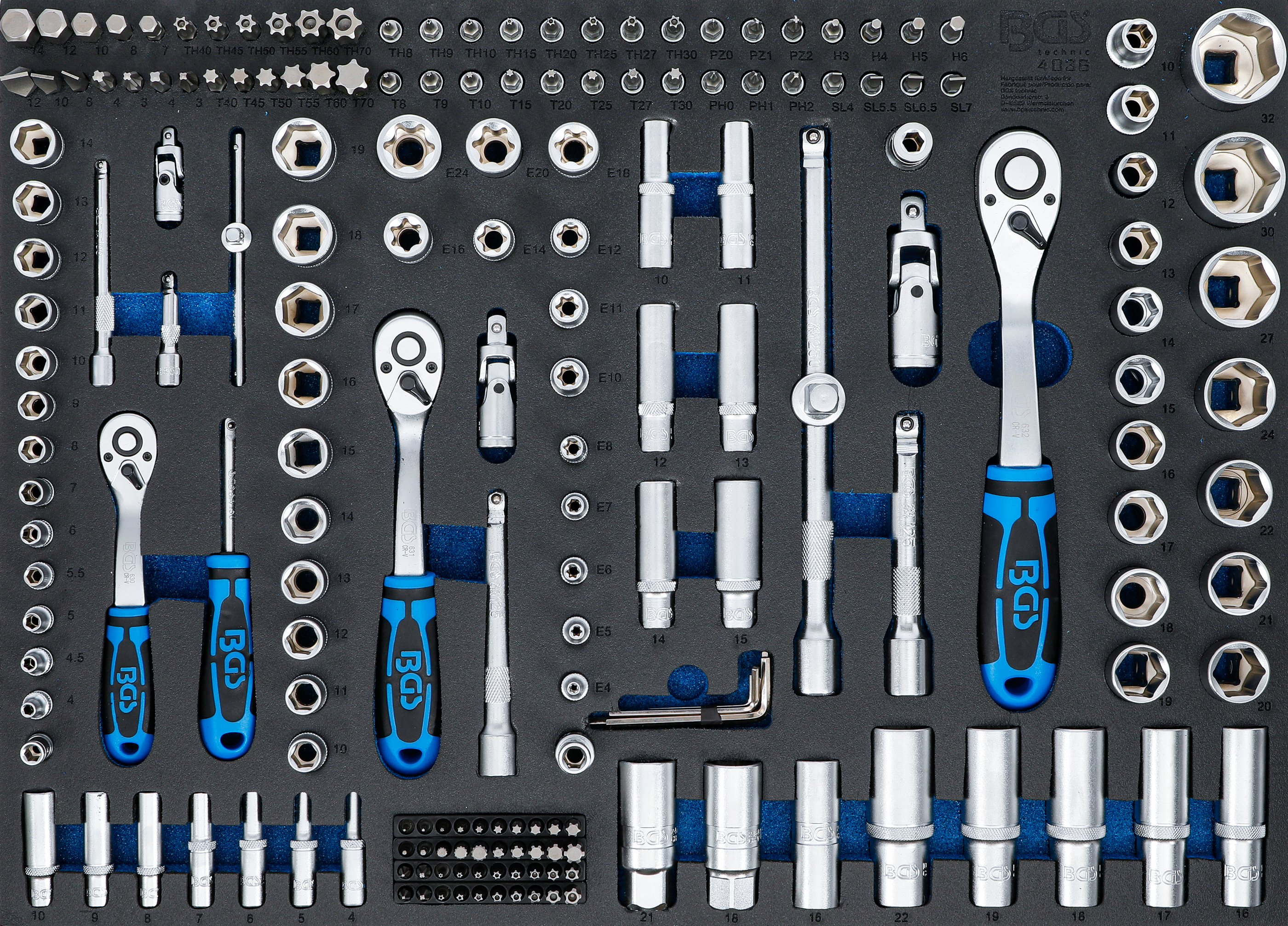 BGS 4036 Werkstattwageneinlage 3/3: Steckschlüssel-Satz | 192-tlg.