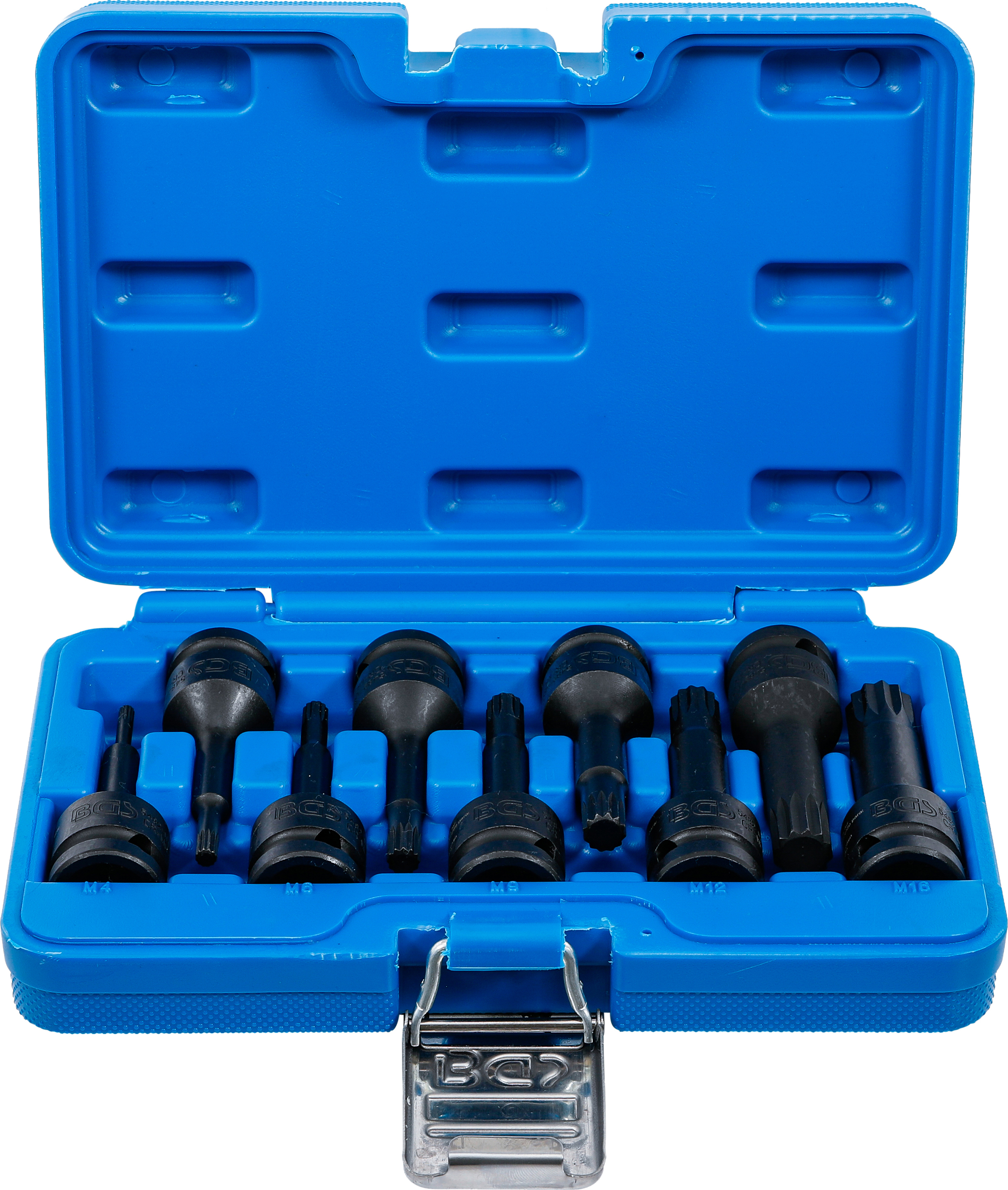 BGS 5482 Kraft-Bit-Einsatz-Satz | Antrieb Innenvierkant 12,5 mm (1/2") | Innenvielzahn (für XZN) M4 - M16 | 9-tlg.
