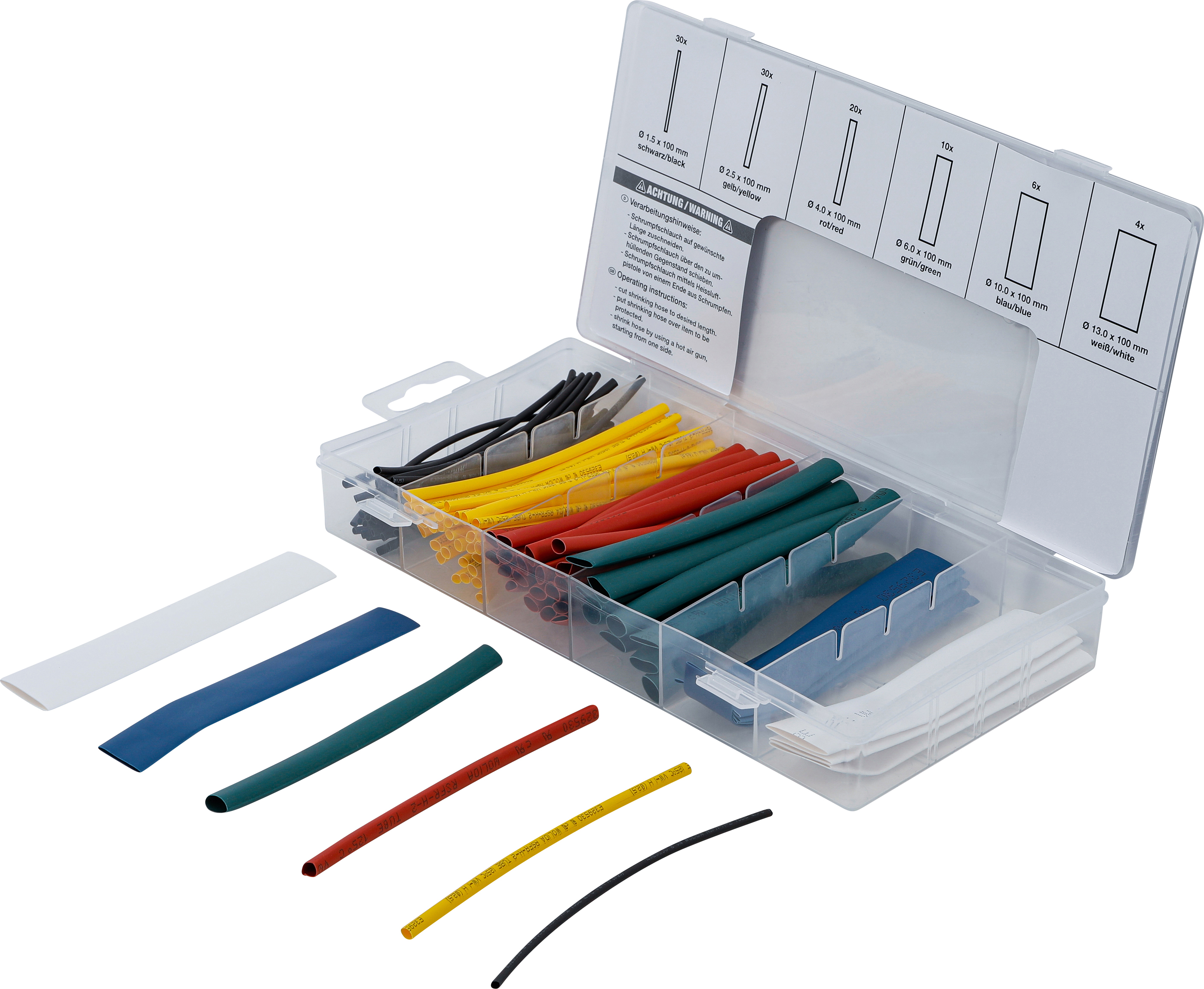 BGS 8123 Schrumpfschlauch-Sortiment | farbig | 100-tlg.