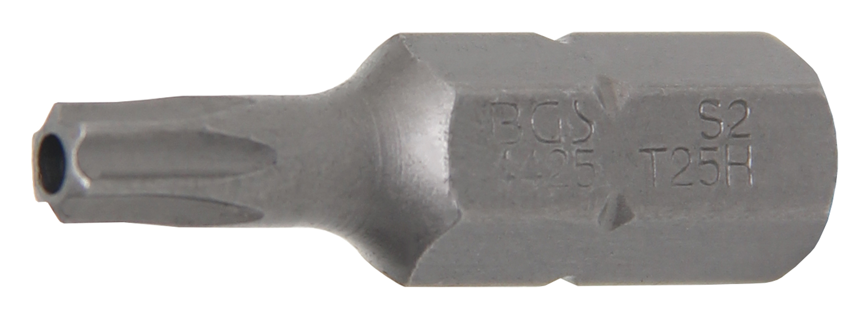 BGS 4425 Bit | Länge 30 mm | Antrieb Außensechskant 8 mm (5/16") | T-Profil (für Torx) mit Bohrung T25