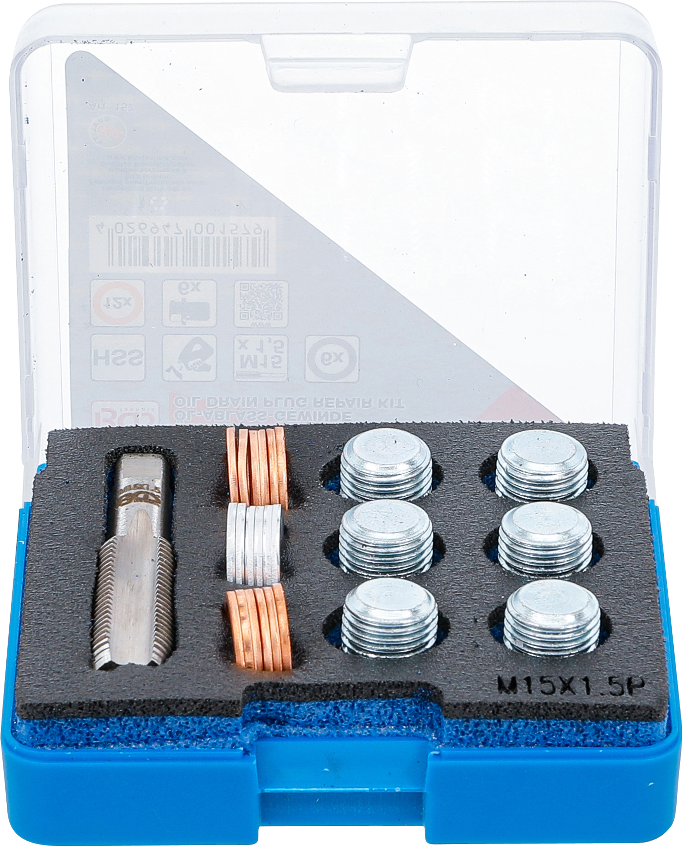 BGS 157 Reparatursatz für Öl-Ablass-Gewinde | M15 x 1,5 mm BGS 157 Reparatursatz für Öl-Ablass-Gewinde | M15 x 1,5 mm