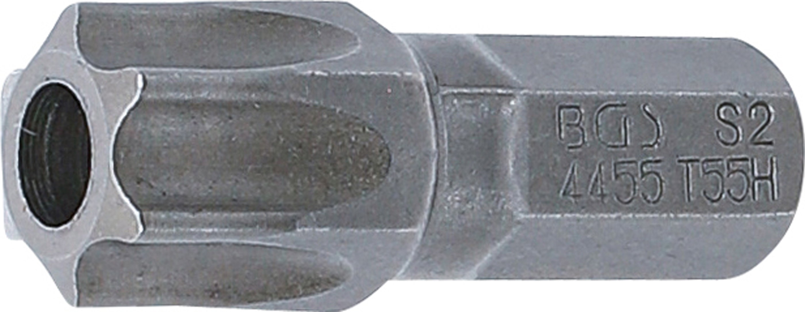 BGS 4455 Bit | Länge 30 mm | Antrieb Außensechskant 8 mm (5/16") | T-Profil (für Torx) mit Bohrung T55