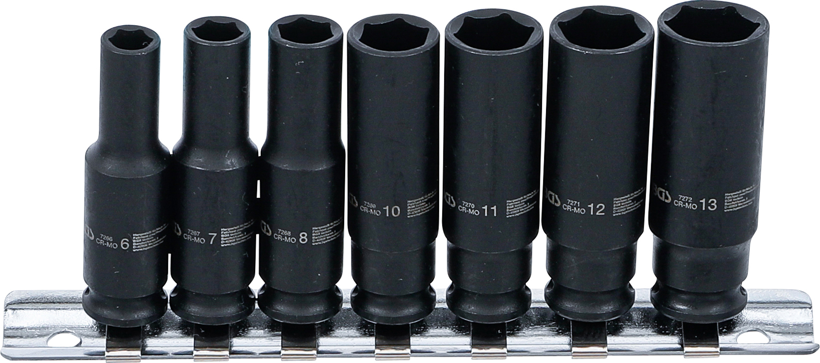 BGS 5299 Kraft-Steckschlüssel-Einsatz-Satz Sechskant, tief | Antrieb Innenvierkant 6,3 mm (1/4") | SW 6 - 13 mm | 7-tlg. BGS 5299 Kraft-Steckschlüssel-Einsatz-Satz Sechskant, tief | Antrieb Innenvierkant 6,3 mm (1/4") | SW 6 - 13 mm | 7-tlg.