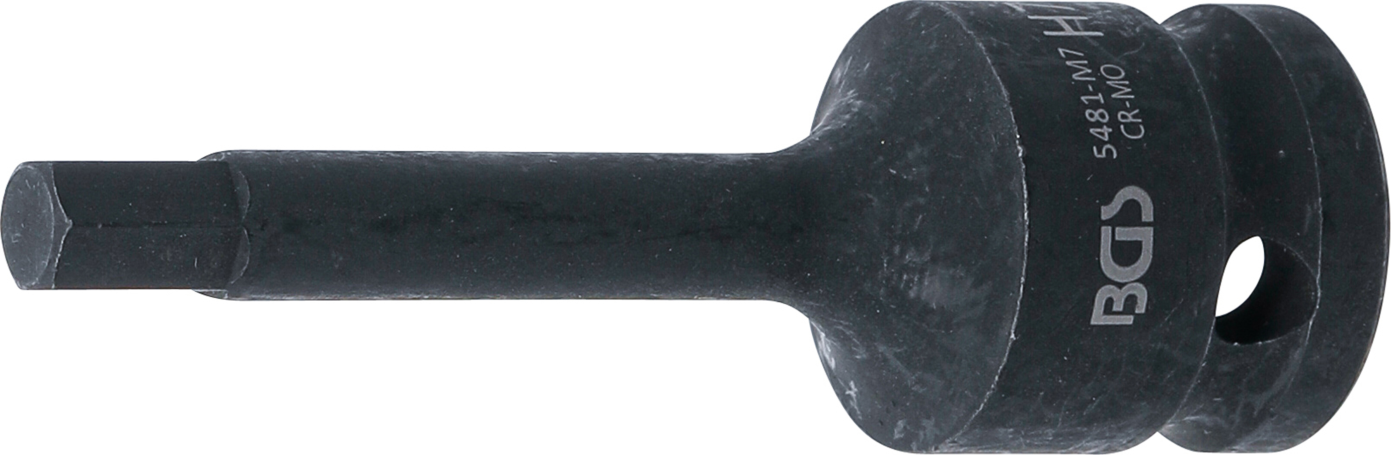 BGS 5481-M7 Kraft-Bit-Einsatz | Länge 75 mm | Antrieb Innenvierkant 12,5 mm (1/2") | Innensechskant 7 mm