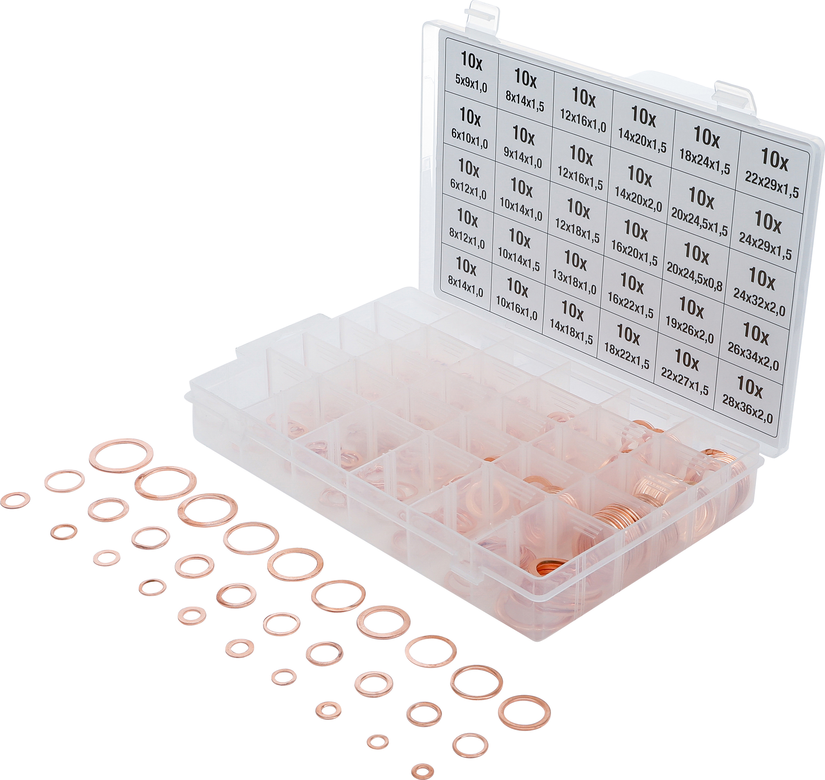 BGS 8142 Dichtring-Sortiment | Kupfer | 300-tlg.