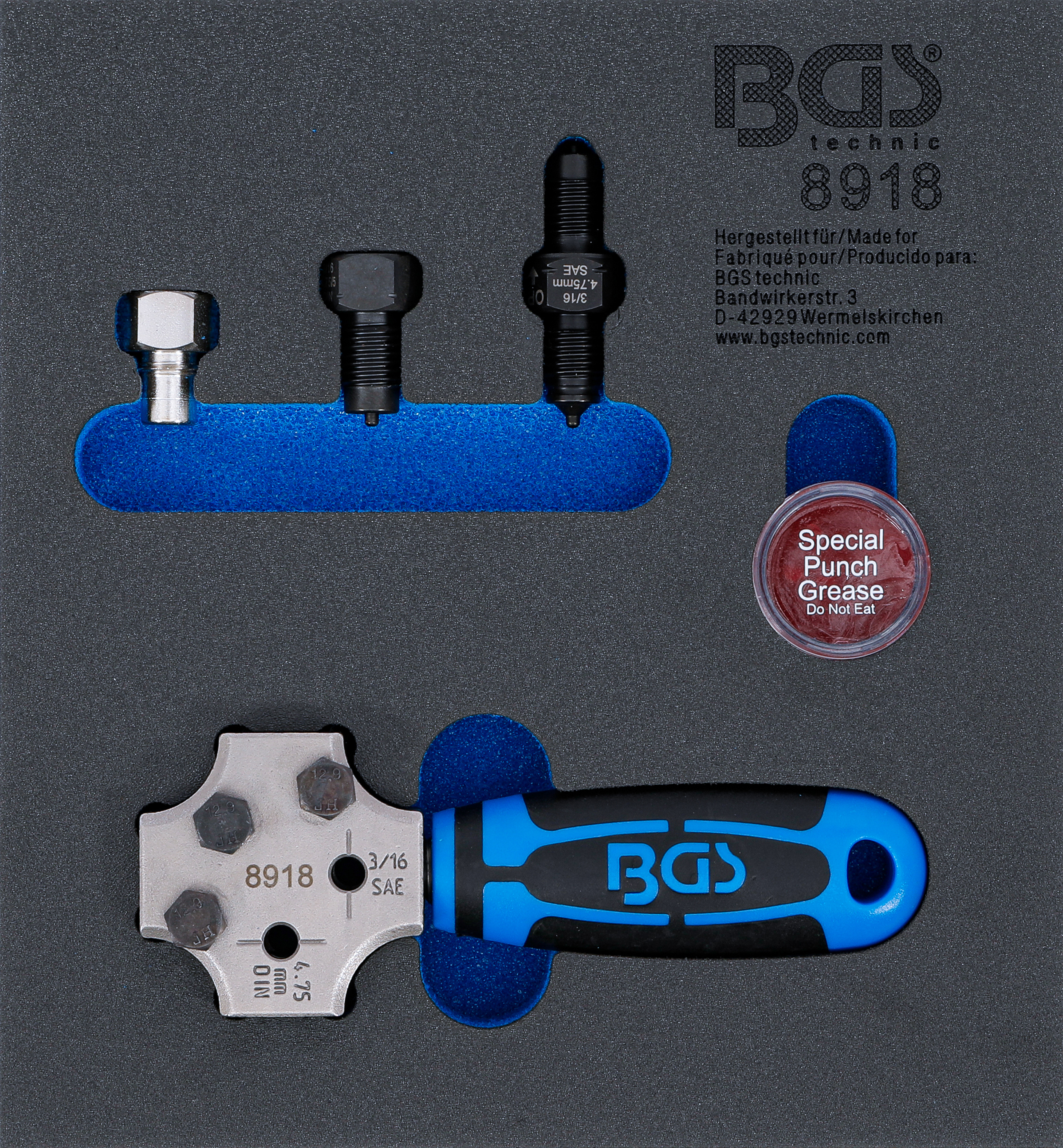 BGS 8918 Werkstattwageneinlage 1/6: Bördelgerät | SAE und DIN 4,75 mm (3/16")