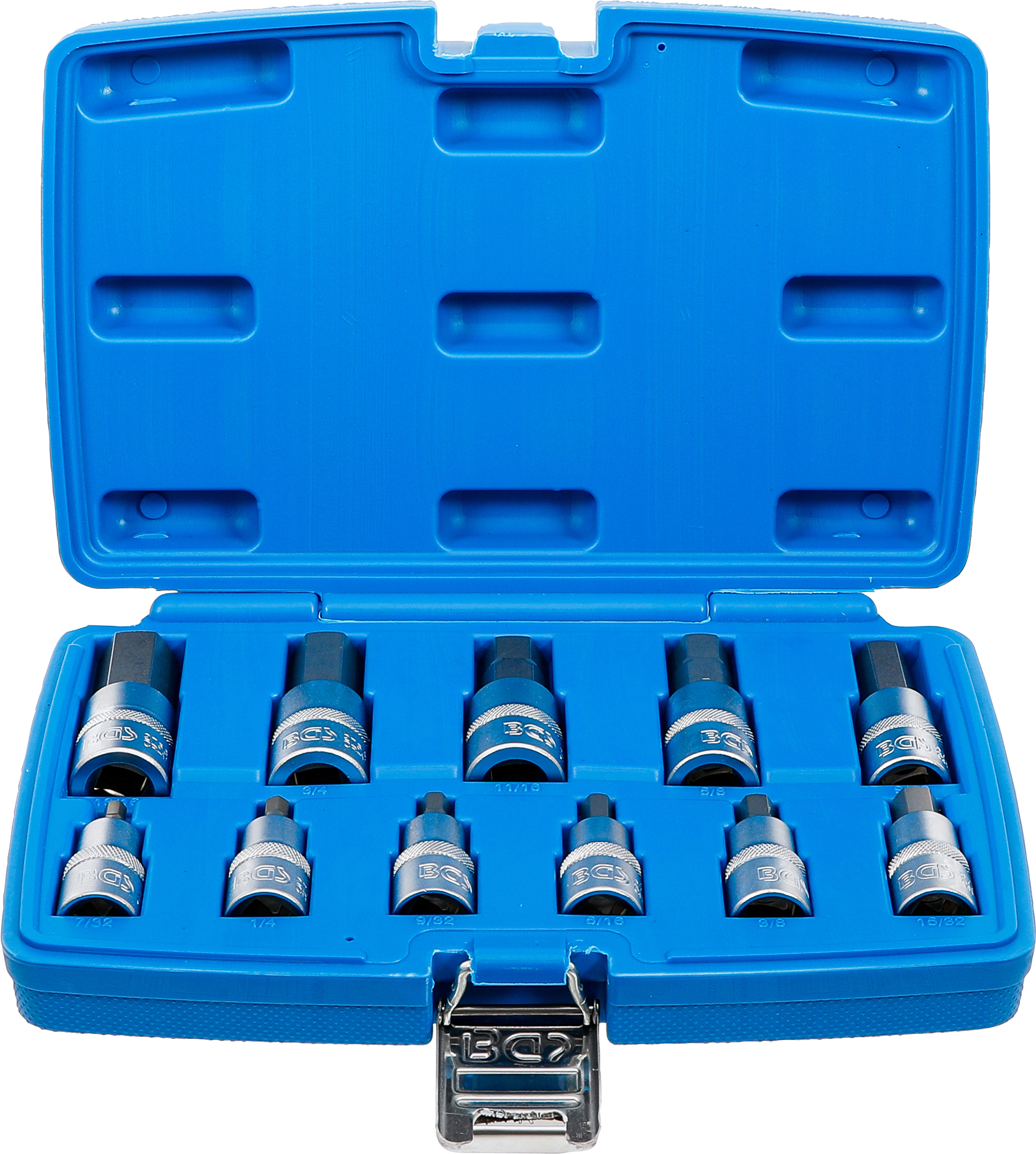 BGS 5053 Bit-Einsatz-Satz | Antrieb Innenvierkant 12,5 mm (1/2") | Innensechskant 7/32" - 13/16" | Zollgrößen | 11-tlg.