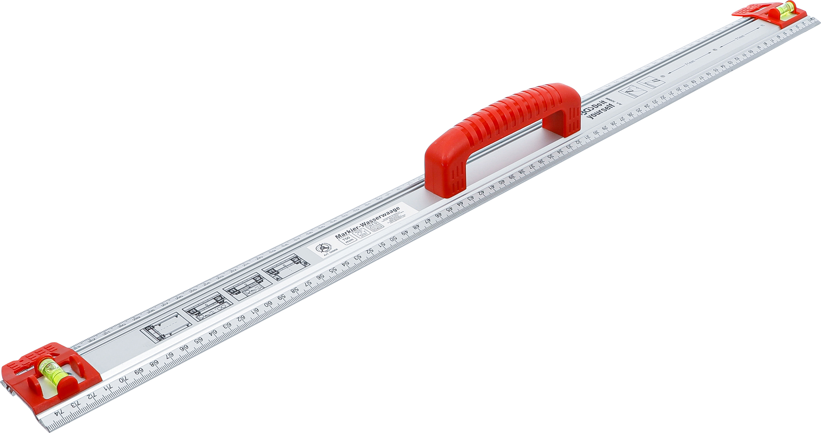 BGS 50866 Schneid- und Markierlineal | mit Griff und Wasserwaage | 750 mm BGS 50866 Schneid- und Markierlineal | mit Griff und Wasserwaage | 750 mm