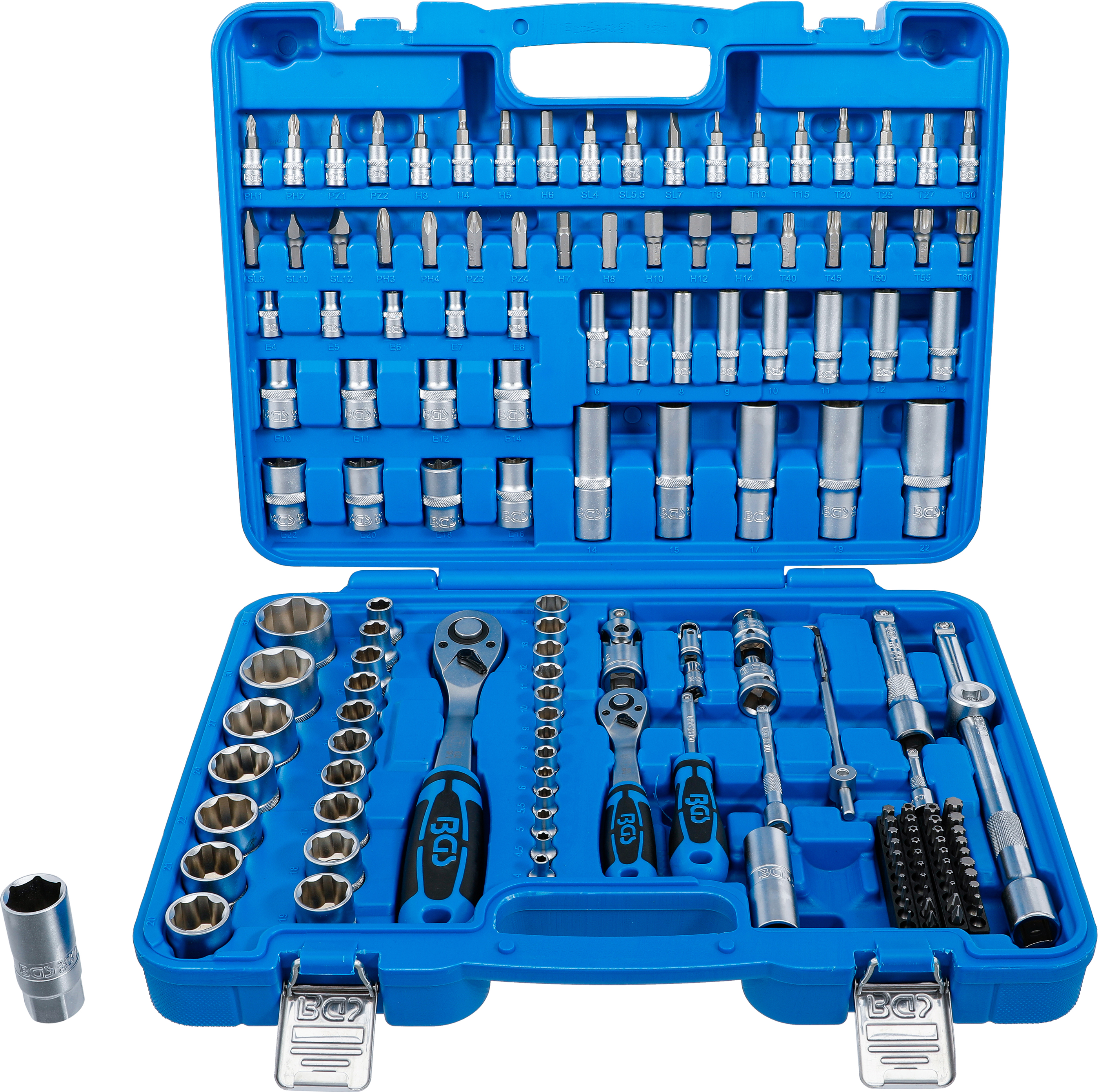 BGS 74518 Steckschlüssel-Satz Wellenprofil | Antrieb 6,3 mm (1/4") / 12,5 mm (1/2") | 150-tlg.