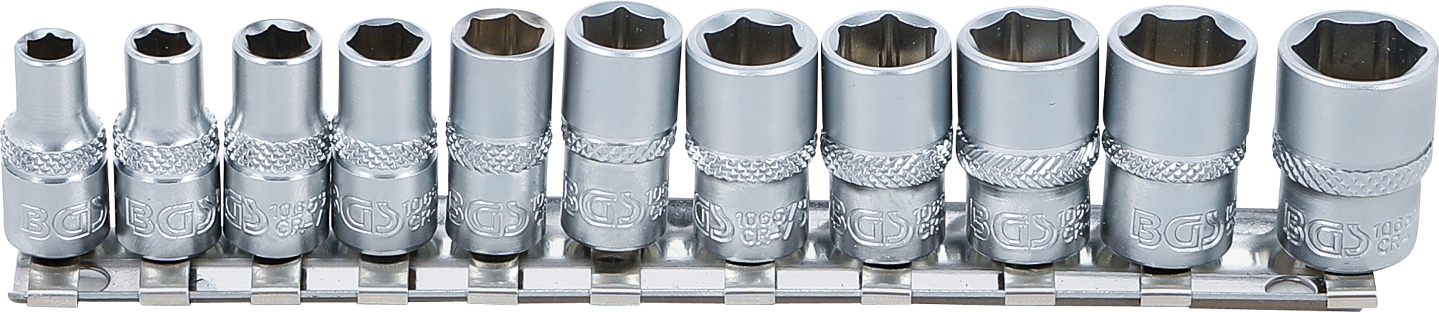 BGS 2433 Steckschlüssel-Einsatz-Satz Sechskant | Antrieb Innenvierkant 6,3 mm (1/4") | Zollgrößen | 11-tlg.