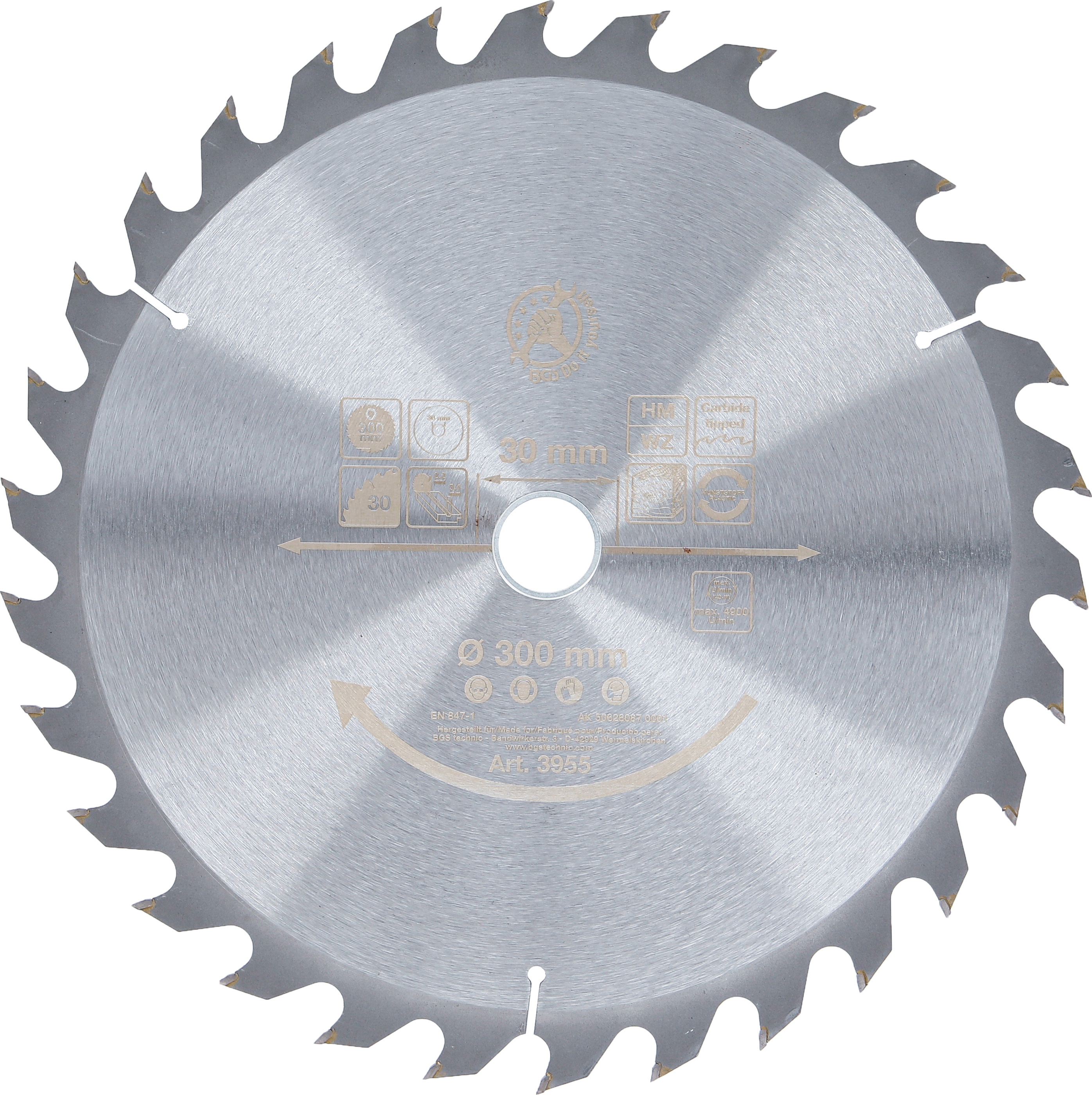 BGS 3955 Hartmetall-Kreissägeblatt | Ø 300 x 30 x 3,2 mm | 30 Zähne