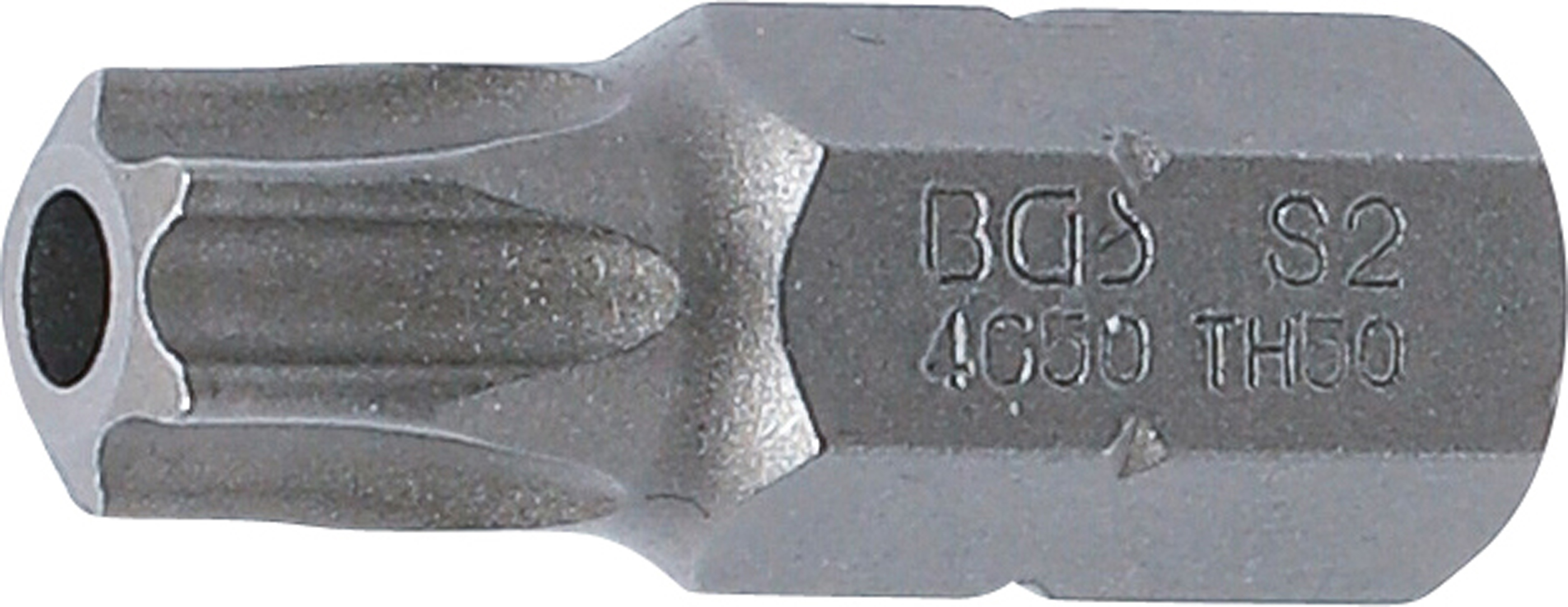 BGS 4650 Bit | Länge 30 mm | Antrieb Außensechskant 10 mm (3/8") | T-Profil (für Torx) mit Bohrung T50