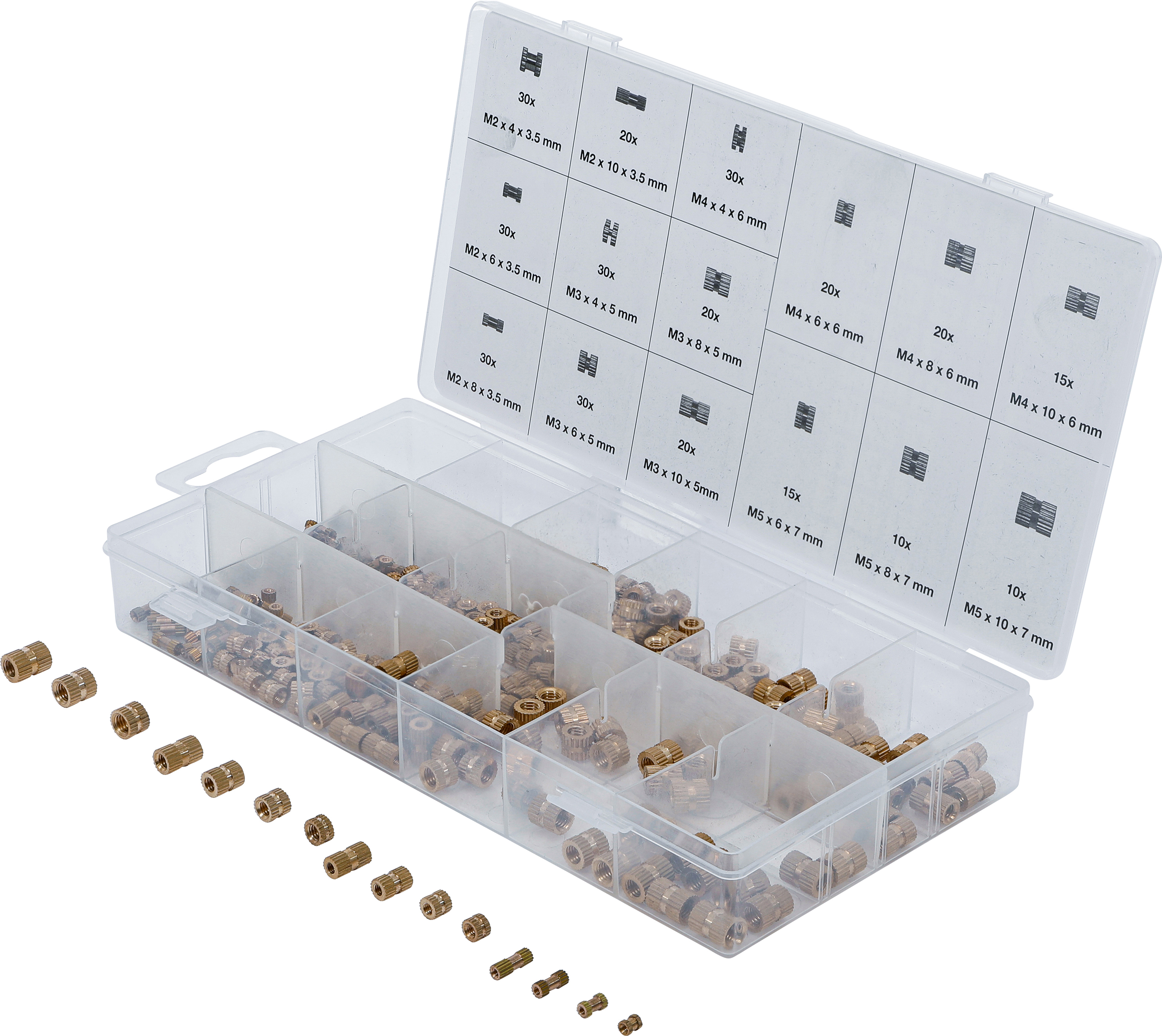 BGS 85223 Einpressmuttern-Sortiment | Messing | 330-tlg.