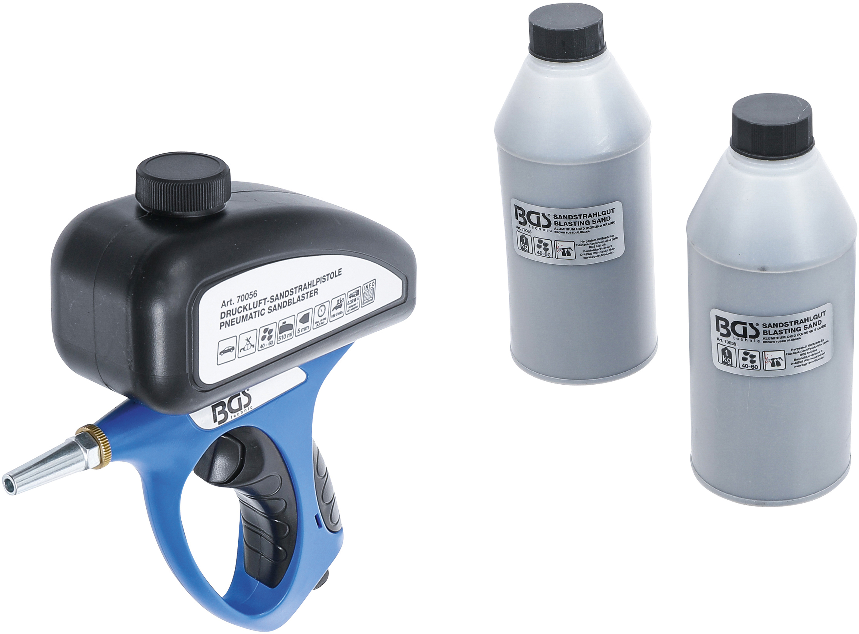 BGS 70056 Druckluft-Sandstrahlpistole inkl. Zubehör | 3-tlg.