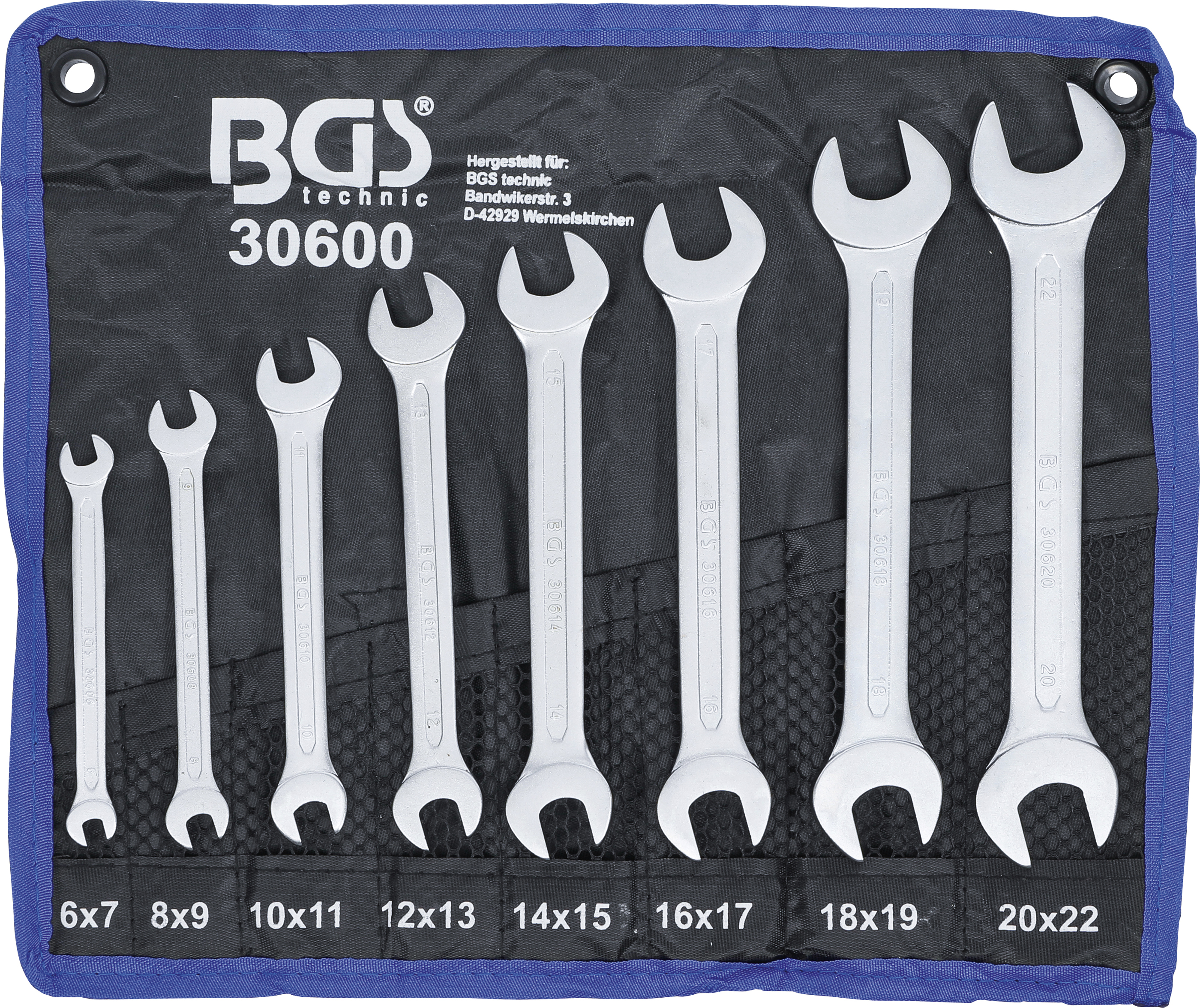 BGS 30600 Doppel-Maulschlüssel-Satz | SW 6 - 22 mm | 8-tlg. BGS 30600 Doppel-Maulschlüssel-Satz | SW 6 - 22 mm | 8-tlg.