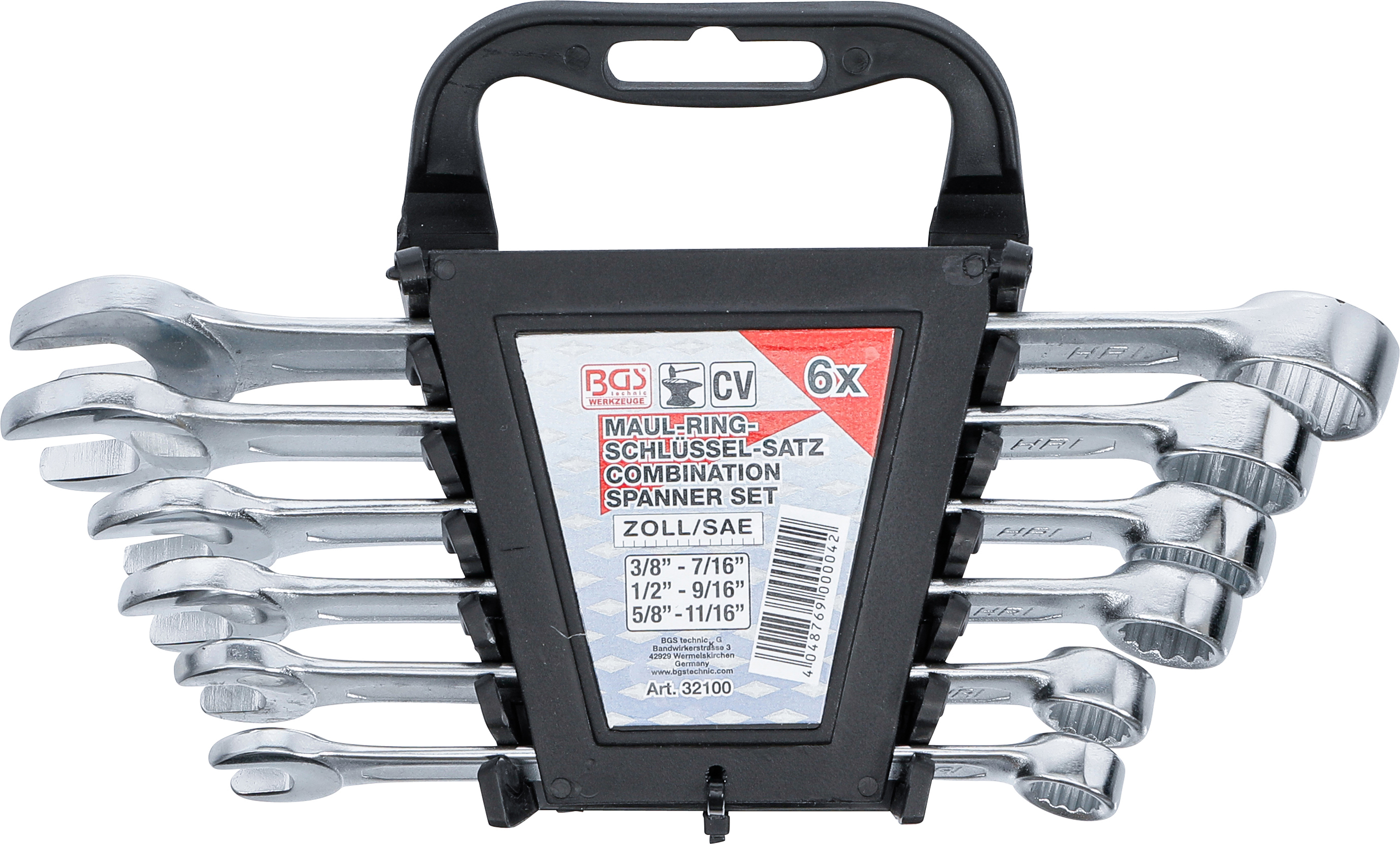 BGS 32100 Maul-Ringschlüssel-Satz | Zollgrößen | SW 3/8" - 11/16" | 6-tlg.