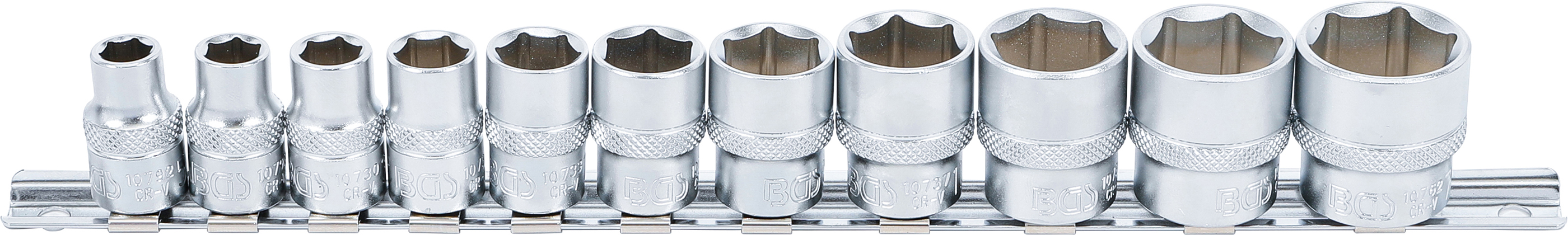 BGS 9110 Steckschlüssel-Einsatz-Satz, Sechskant | Antrieb Innenvierkant 10 mm (3/8") | SW 5/16" - 7/8" | 11-tlg.