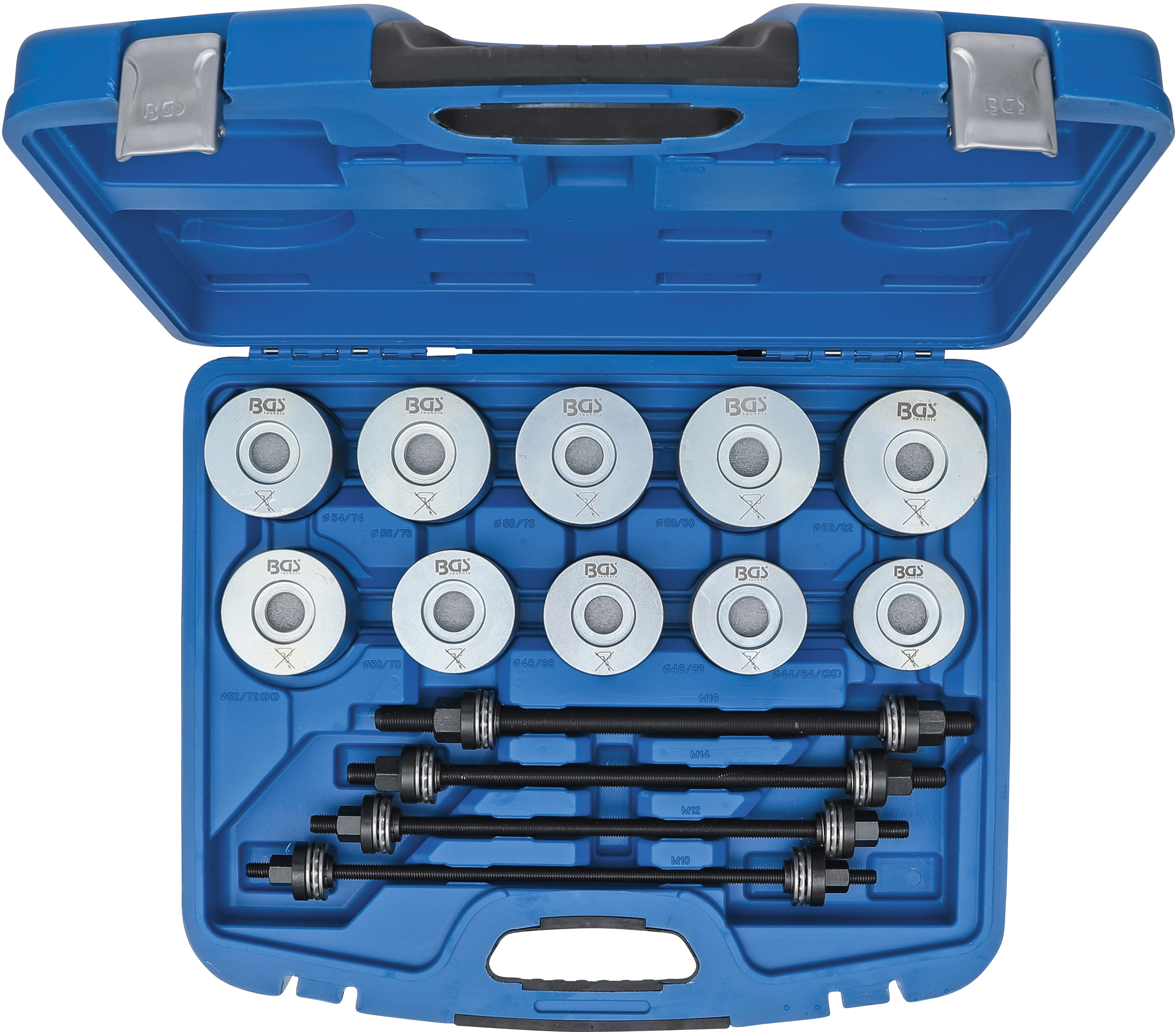 BGS 1514 Zug- und Druckhülsen-Satz | mit 4 Spindeln | 24-tlg. BGS 1514 Zug- und Druckhülsen-Satz | mit 4 Spindeln | 24-tlg.