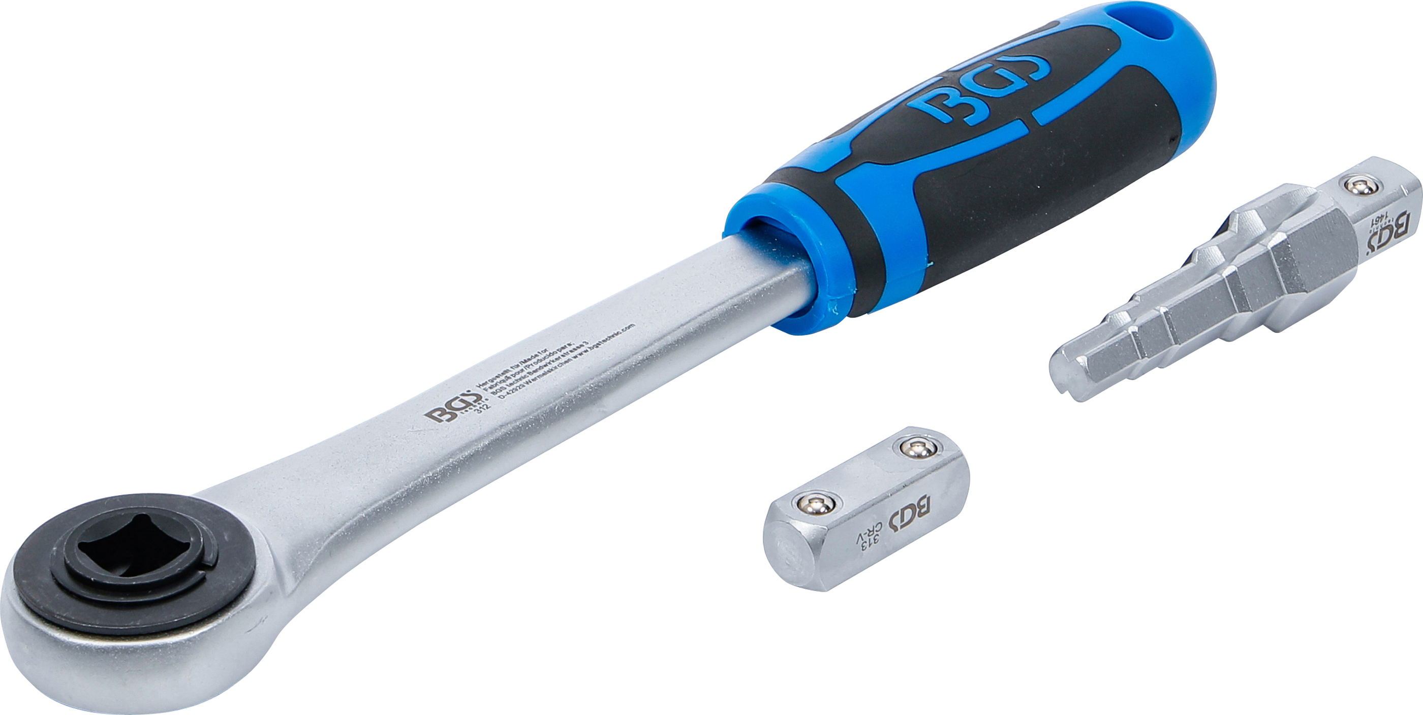 BGS 314 Durchsteckknarre mit Adapter und Stufenschlüssel | Abtrieb Innenvierkant 12,5 mm (1/2")