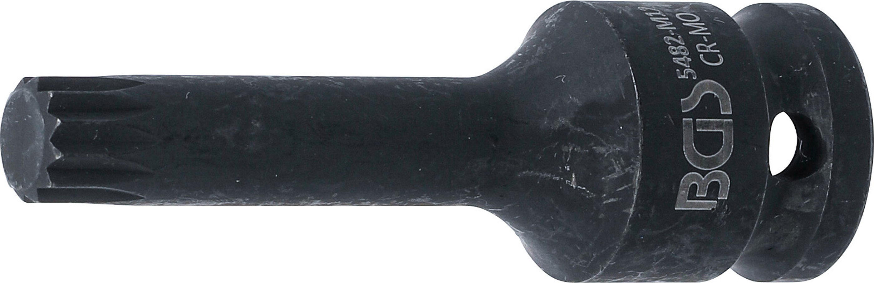BGS 5482-M12 Kraft-Bit-Einsatz | Länge 75 mm | Antrieb Innenvierkant 12,5 mm (1/2") | Innenvielzahn (für XZN) M12