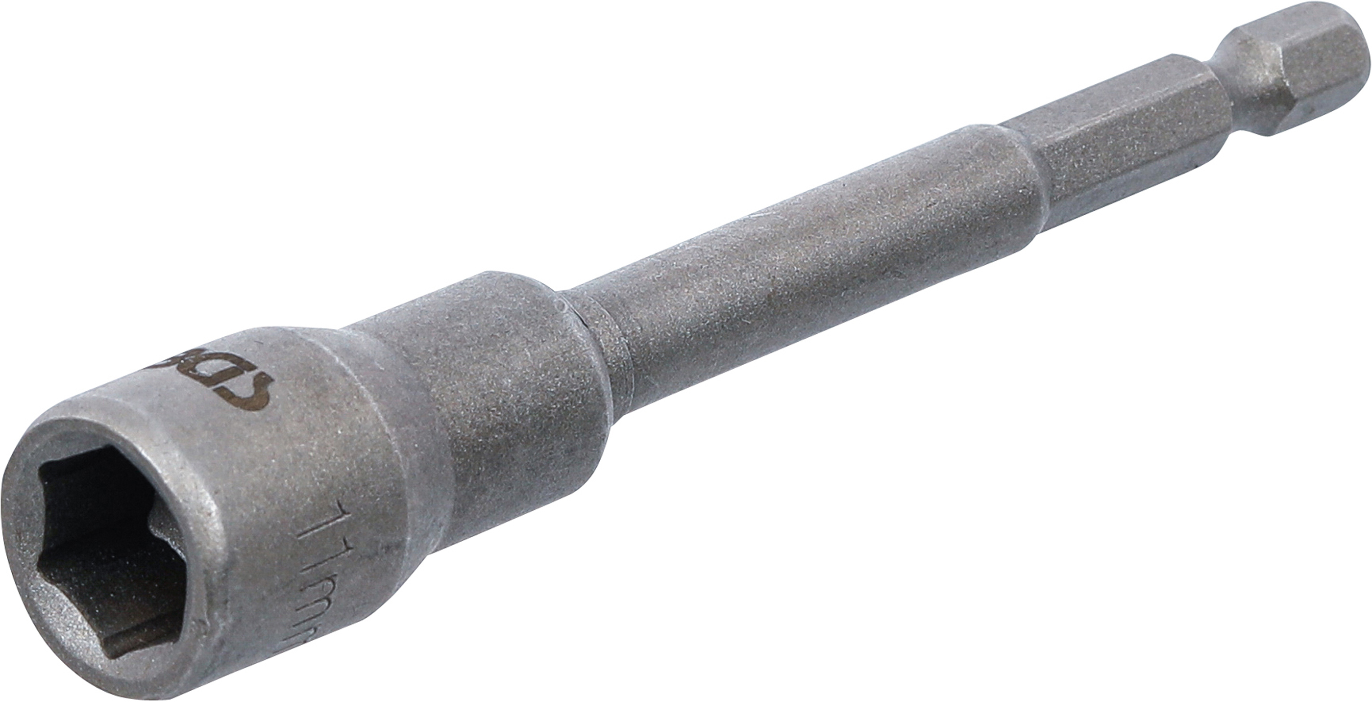 BGS 2767 Steckschlüssel-Einsatz Sechskant, extra lang | für Bohrmaschinen | Antrieb Außensechskant 6,3 mm (1/4") | SW 11 mm