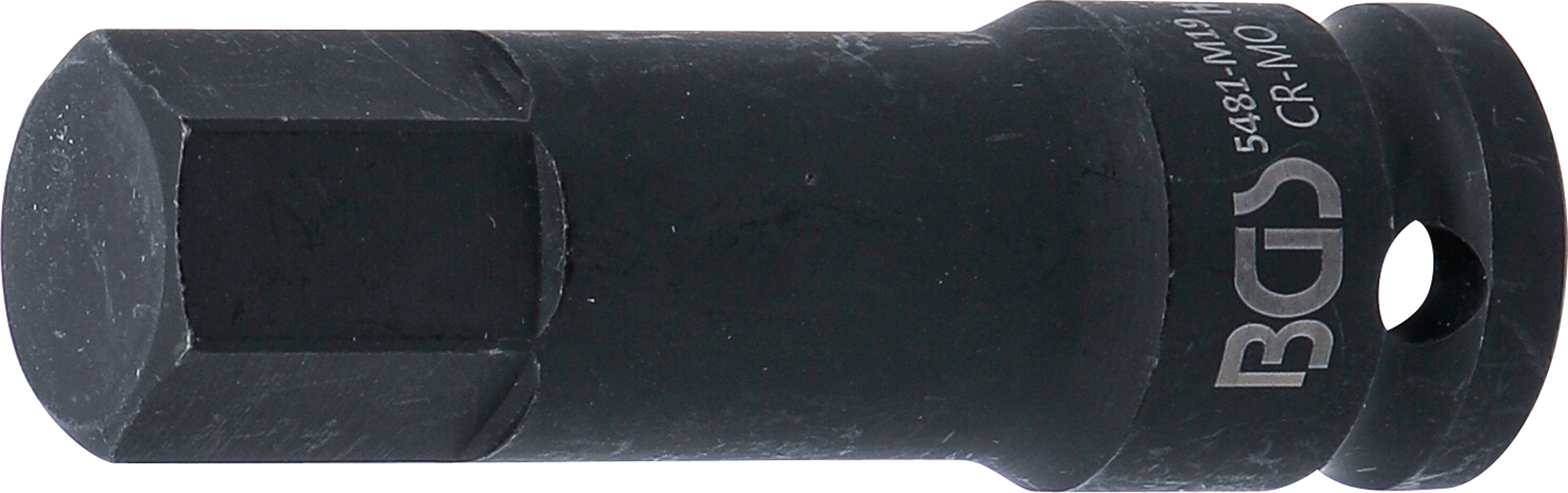 BGS 5481-M19 Kraft-Bit-Einsatz | Länge 75 mm | Antrieb Innenvierkant 12,5 mm (1/2") | Innensechskant 19 mm