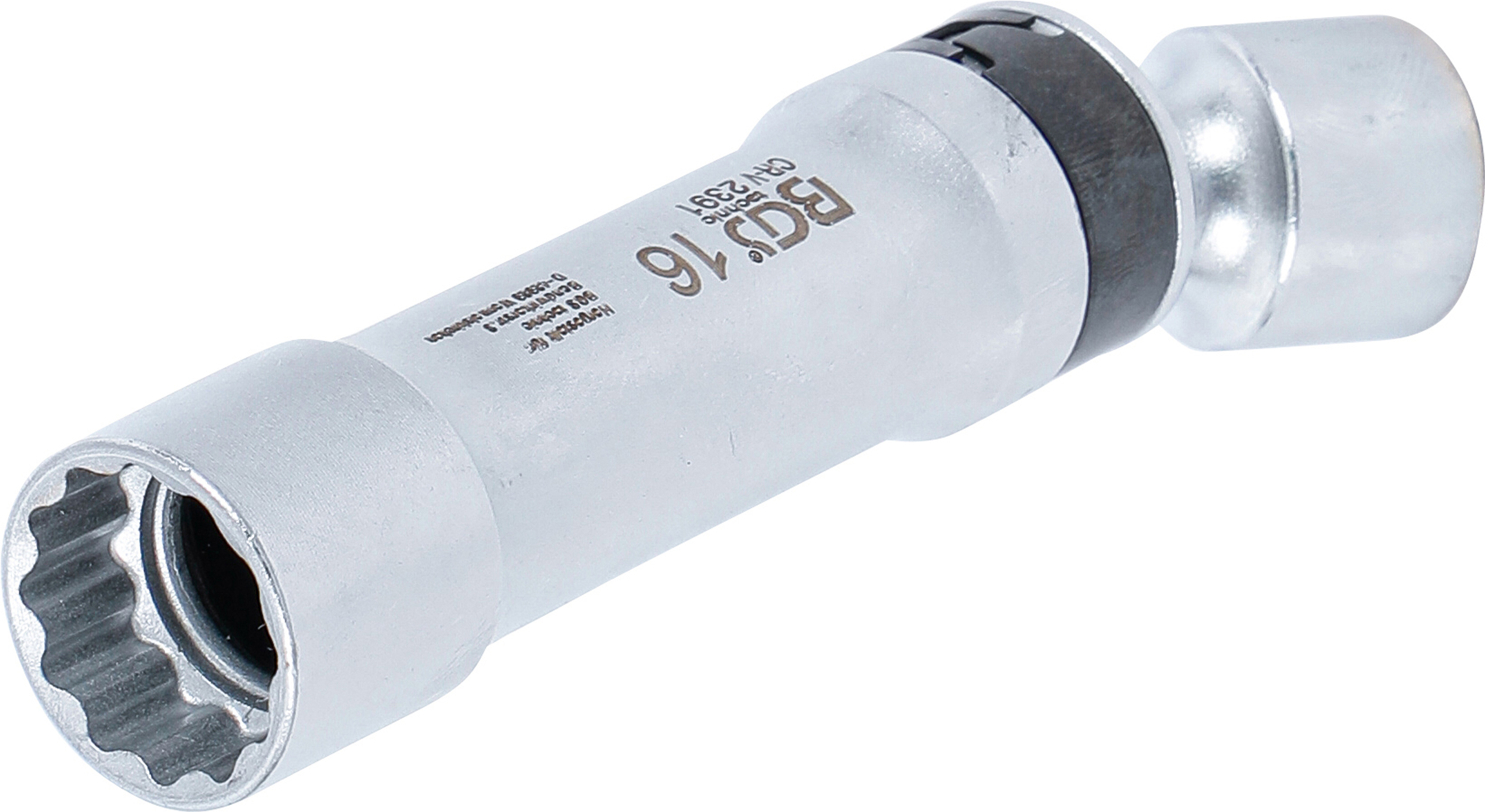 BGS 2391 Zündkerzen-Gelenkeinsatz Zwölfkant mit Haltefeder | Antrieb Innenvierkant 10 mm (3/8") | SW 16 mm