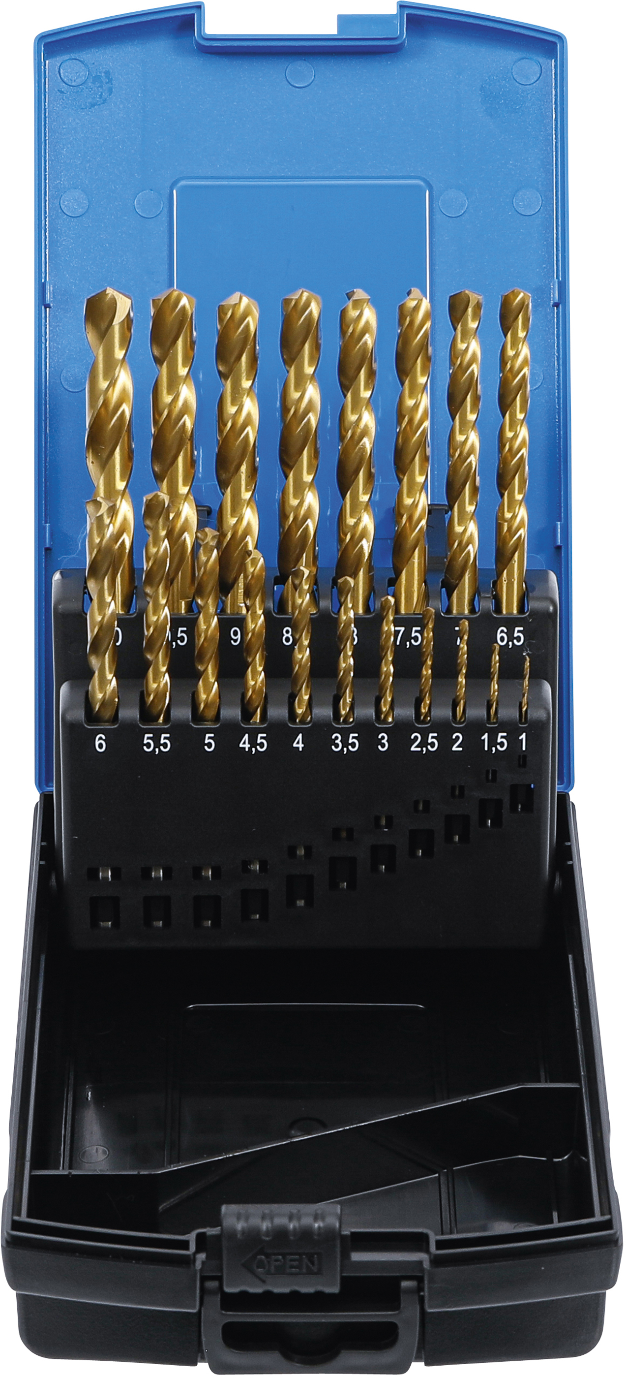 BGS 2040 Spiralbohrer-Satz | HSS-G | titan-nitriert | 1 - 10 mm | 19-tlg. BGS 2040 Spiralbohrer-Satz | HSS-G | titan-nitriert | 1 - 10 mm | 19-tlg.