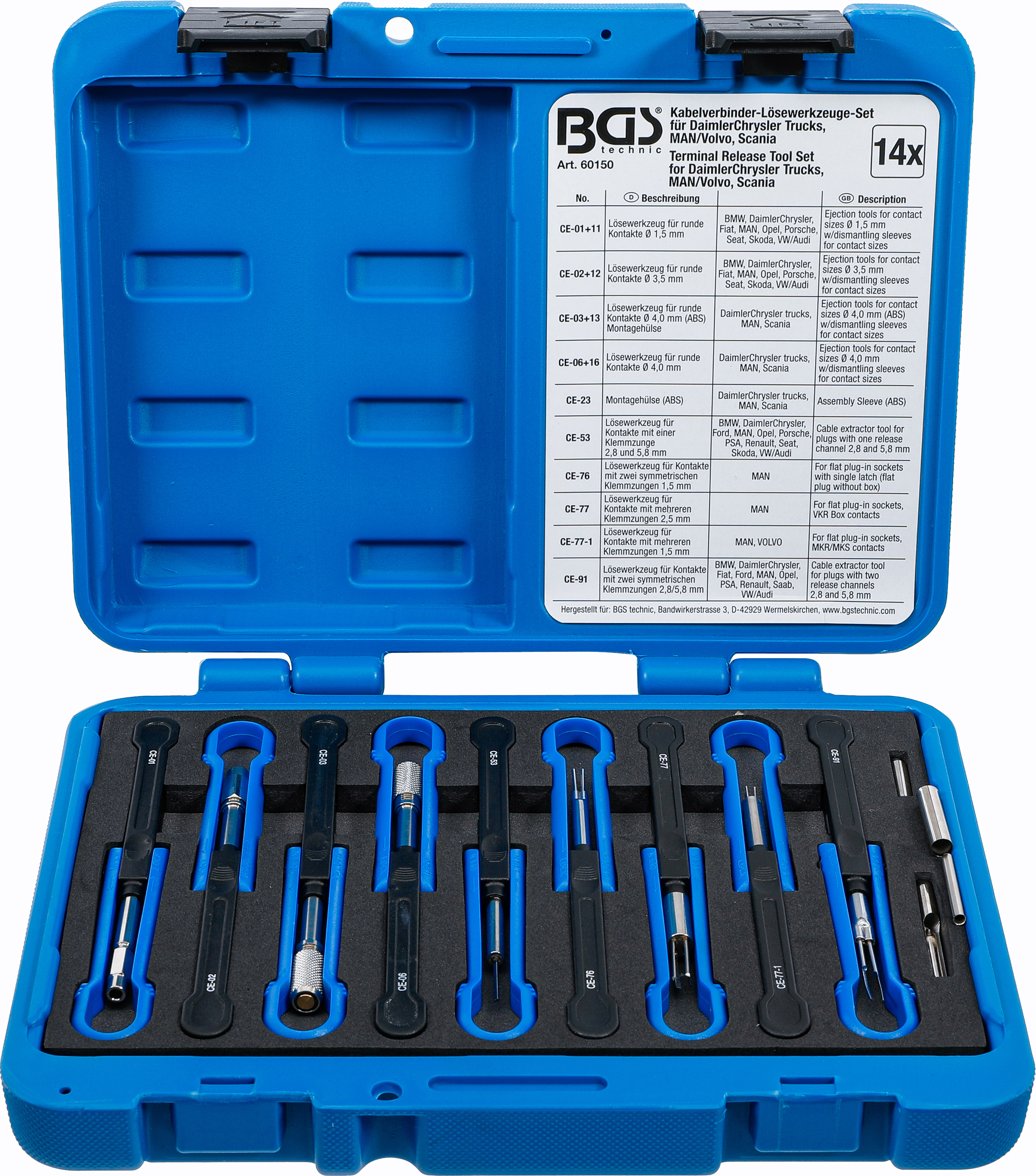 BGS 60150 Kabelverbinder-Lösewerkzeug-Satz | für MAN, Volvo | 14-tlg. BGS 60150 Kabelverbinder-Lösewerkzeug-Satz | für MAN, Volvo | 14-tlg.