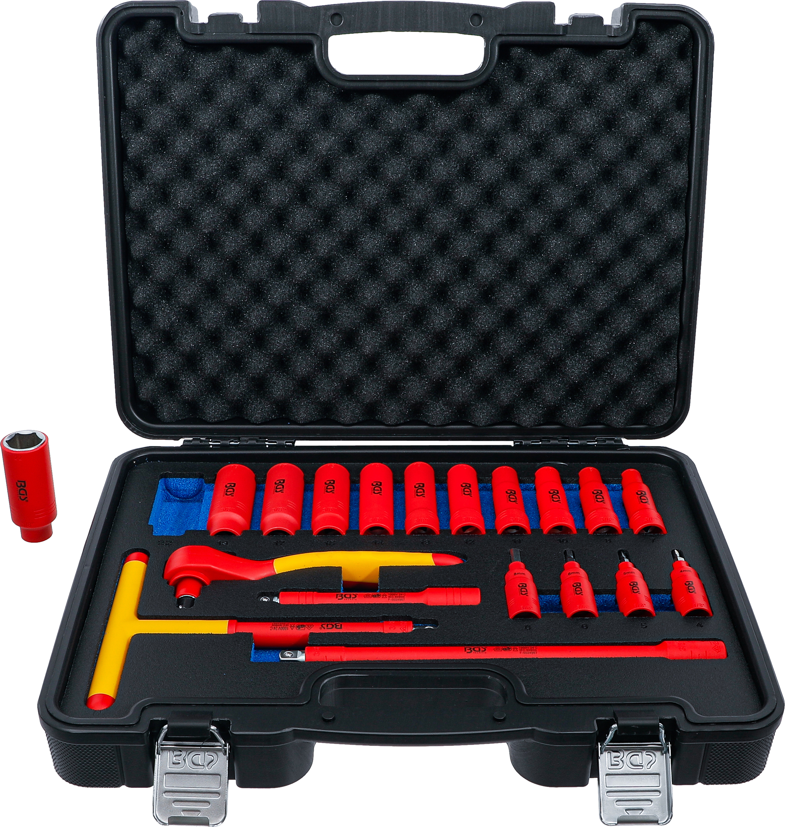 BGS 7137 VDE-Steckschlüssel- und Bit-Einsatz-Satz | Antrieb Innenvierkant 10 mm (3/8") | 19-tlg. BGS 7137 VDE-Steckschlüssel- und Bit-Einsatz-Satz | Antrieb Innenvierkant 10 mm (3/8") | 19-tlg.