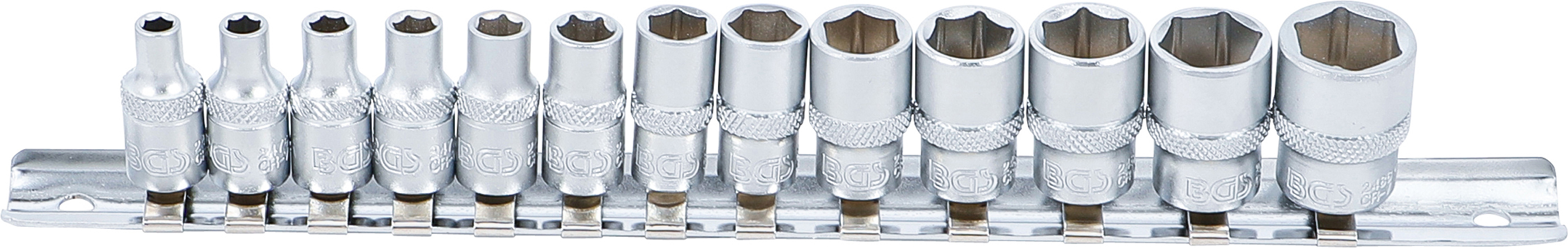 BGS 9102 Steckschlüssel-Einsatz-Satz, Sechskant | Antrieb Innenvierkant 6,3 mm (1/4") | SW 4 - 14 mm | 13-tlg. BGS 9102 Steckschlüssel-Einsatz-Satz, Sechskant | Antrieb Innenvierkant 6,3 mm (1/4") | SW 4 - 14 mm | 13-tlg.