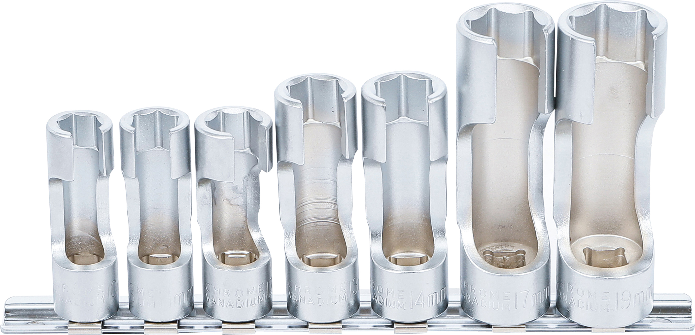 BGS 1105 Spezial-Steckschlüssel-Einsatz-Satz, geschlitzt | Antrieb Innenvierkant 10 mm (3/8") | SW 10 - 19 mm | 7-tlg.