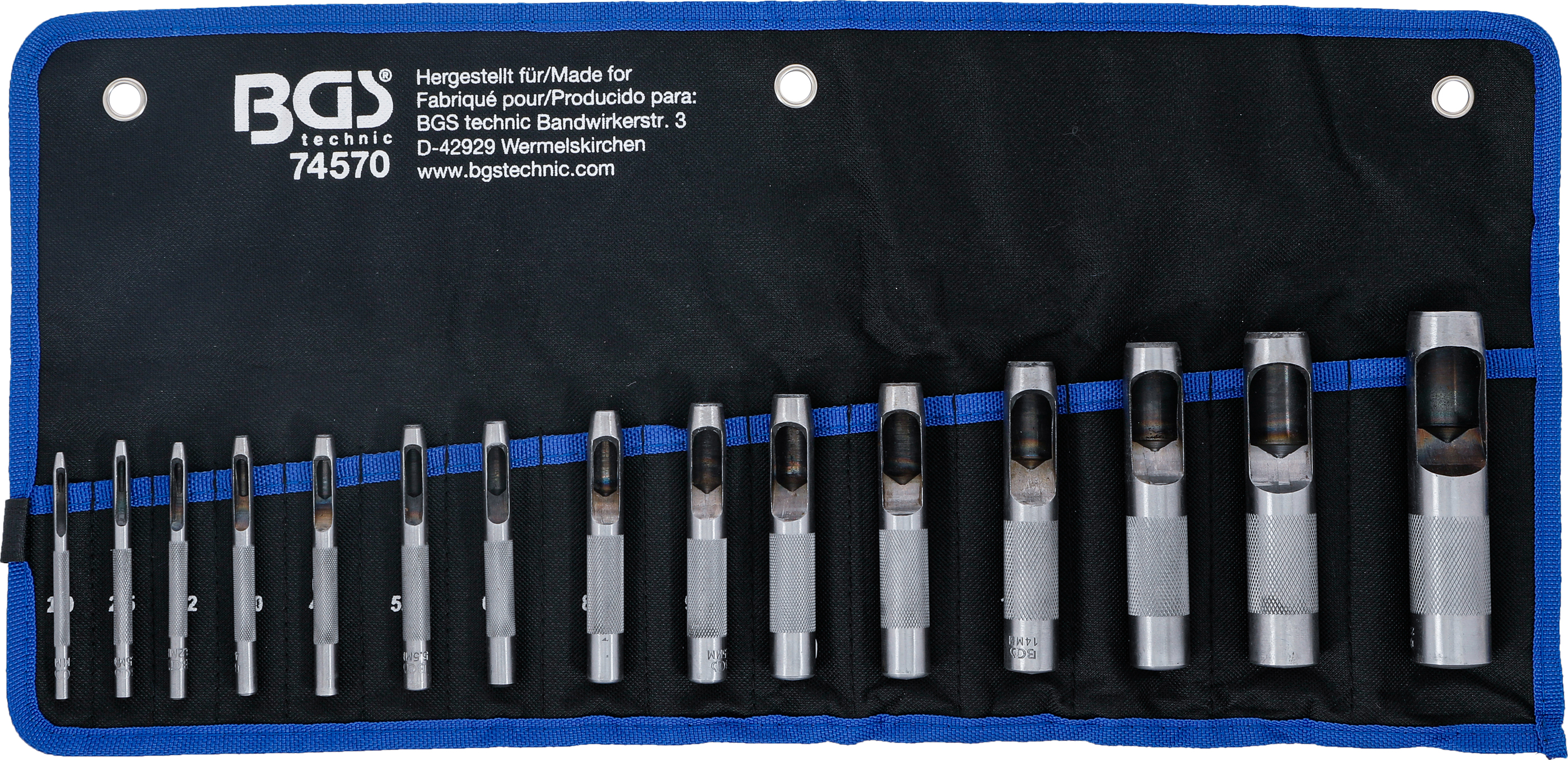 BGS 74570 Locheisen-Satz | 2 - 22 mm | 15-tlg.