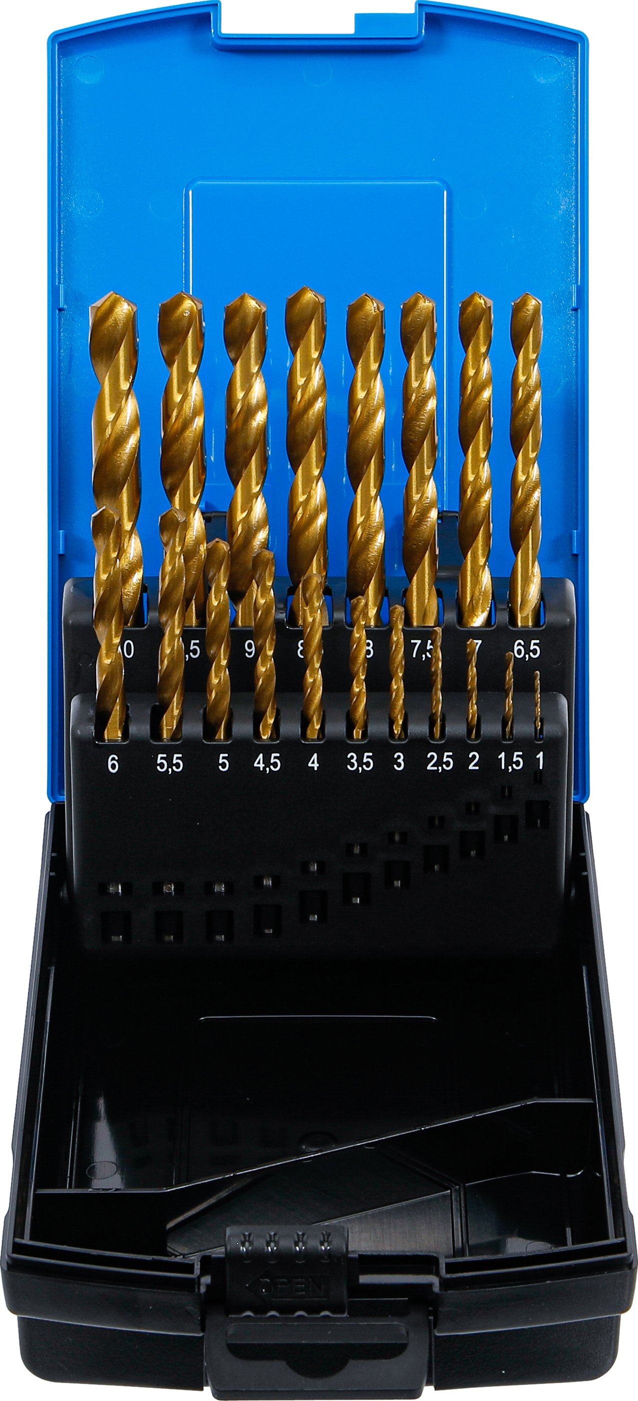 BGS 2013 Spiralbohrer-Satz | HSS | titan-nitriert | 1 - 10 mm | 19-tlg. BGS 2013 Spiralbohrer-Satz | HSS | titan-nitriert | 1 - 10 mm | 19-tlg.