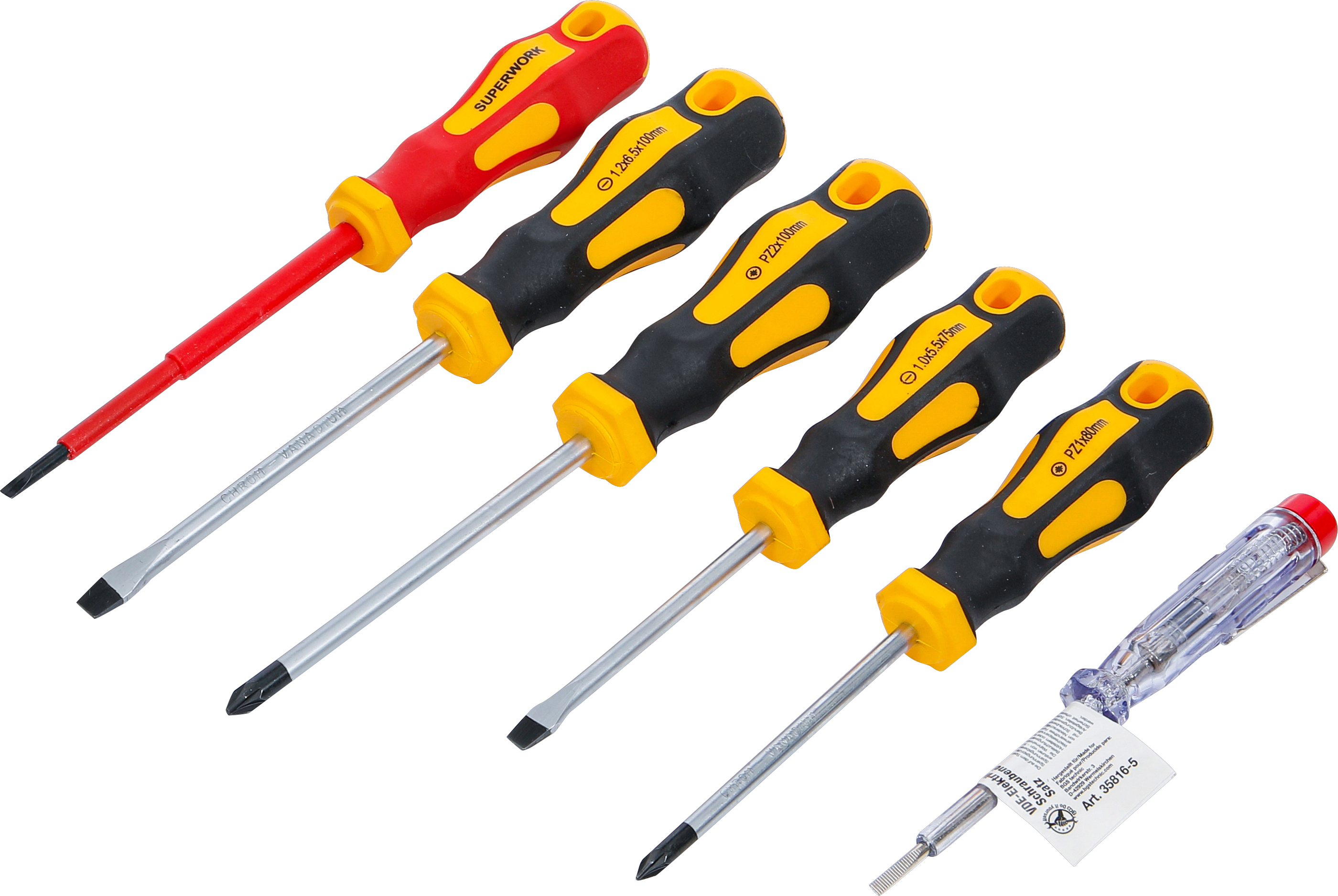 BGS 35816 VDE-Elektriker- / Schraubendreher-Satz | Schlitz / Kreuzschlitz | 6-tlg.